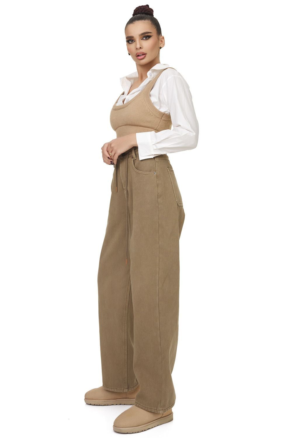 Ladies' casual brown jeans Ralukia Bogas