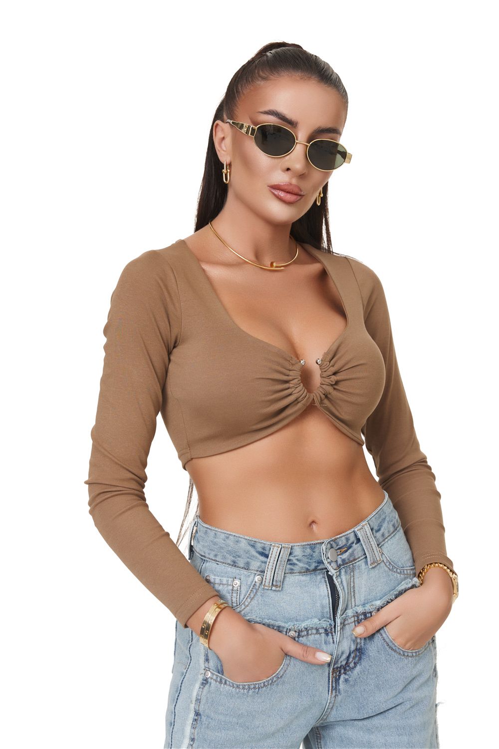 Casual brown women's bustier Yolusia Bogas