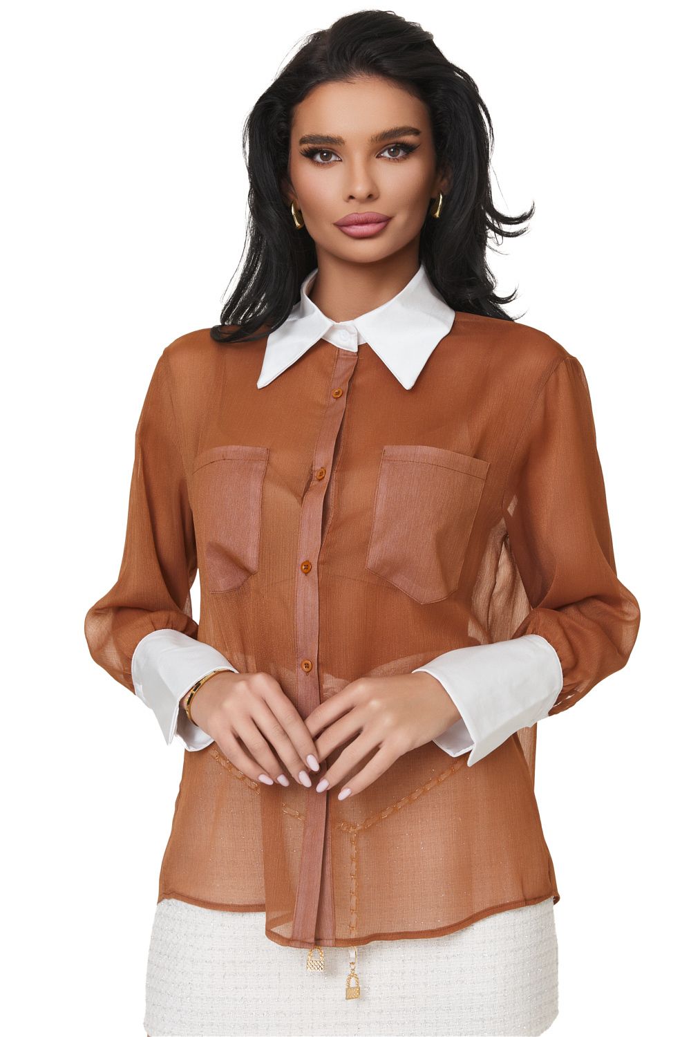 Elegant brown ladies shirt Belezise Bogas