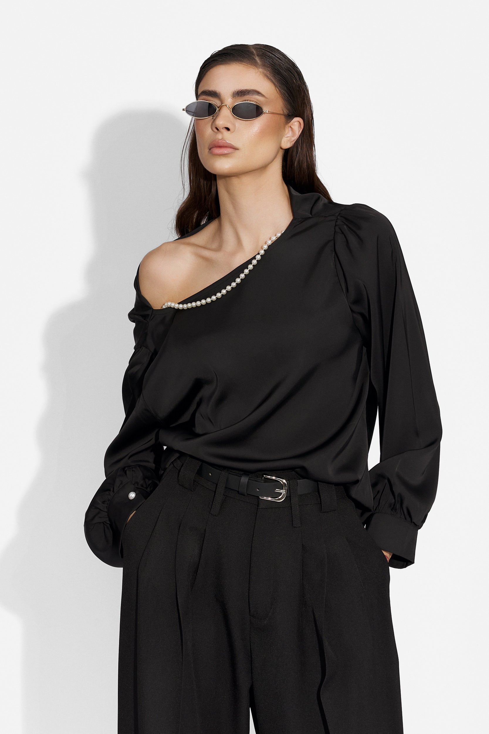 Elegant black ladies shirt Anea Bogas