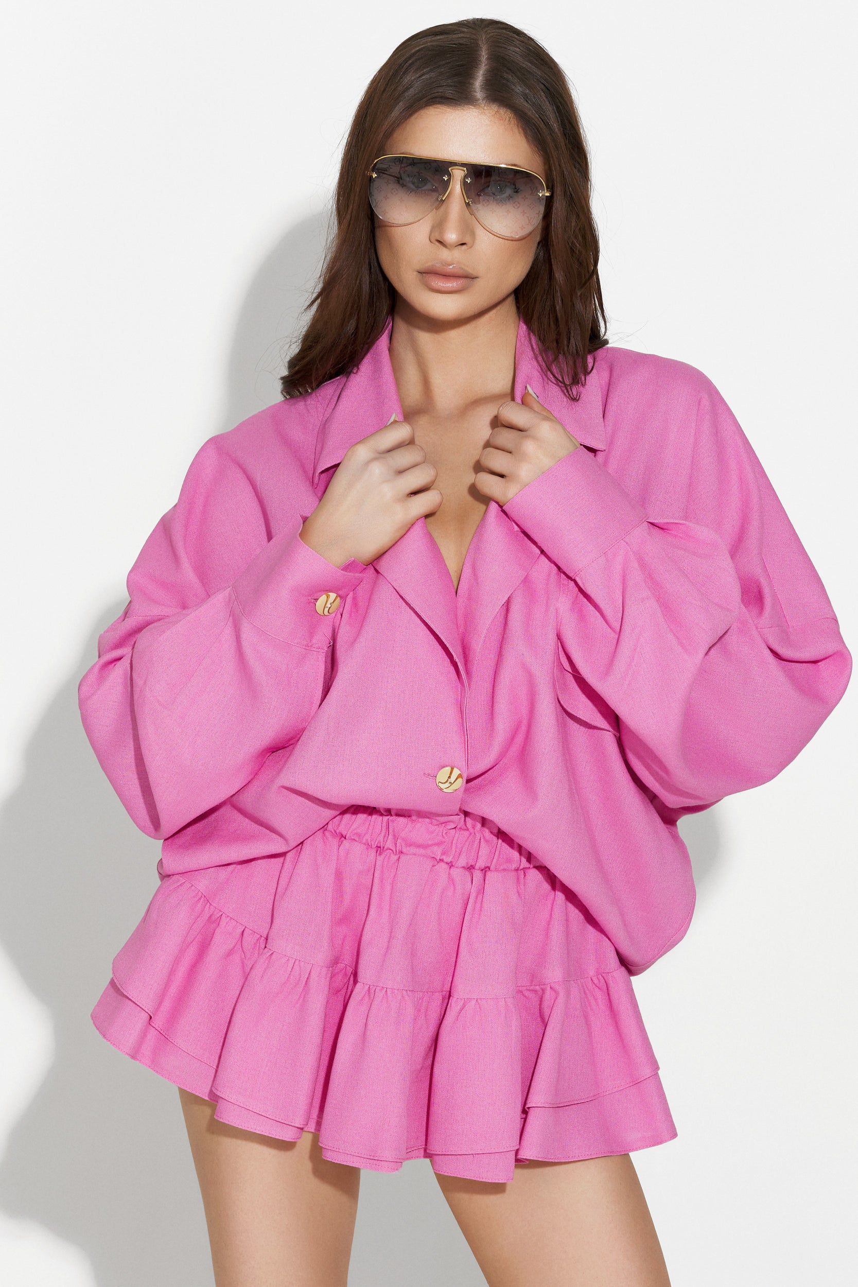 Bestiny Bogas Pink Casual Ladies Skirt Suit