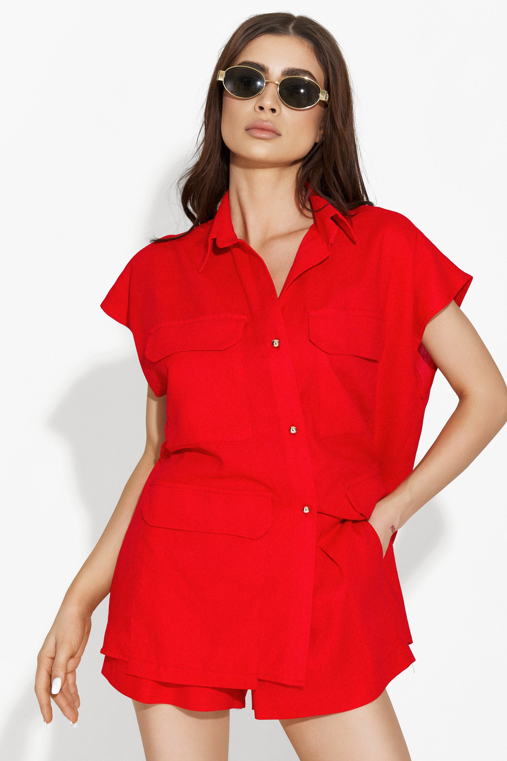 Rodysa Bogas red casual trouser suit