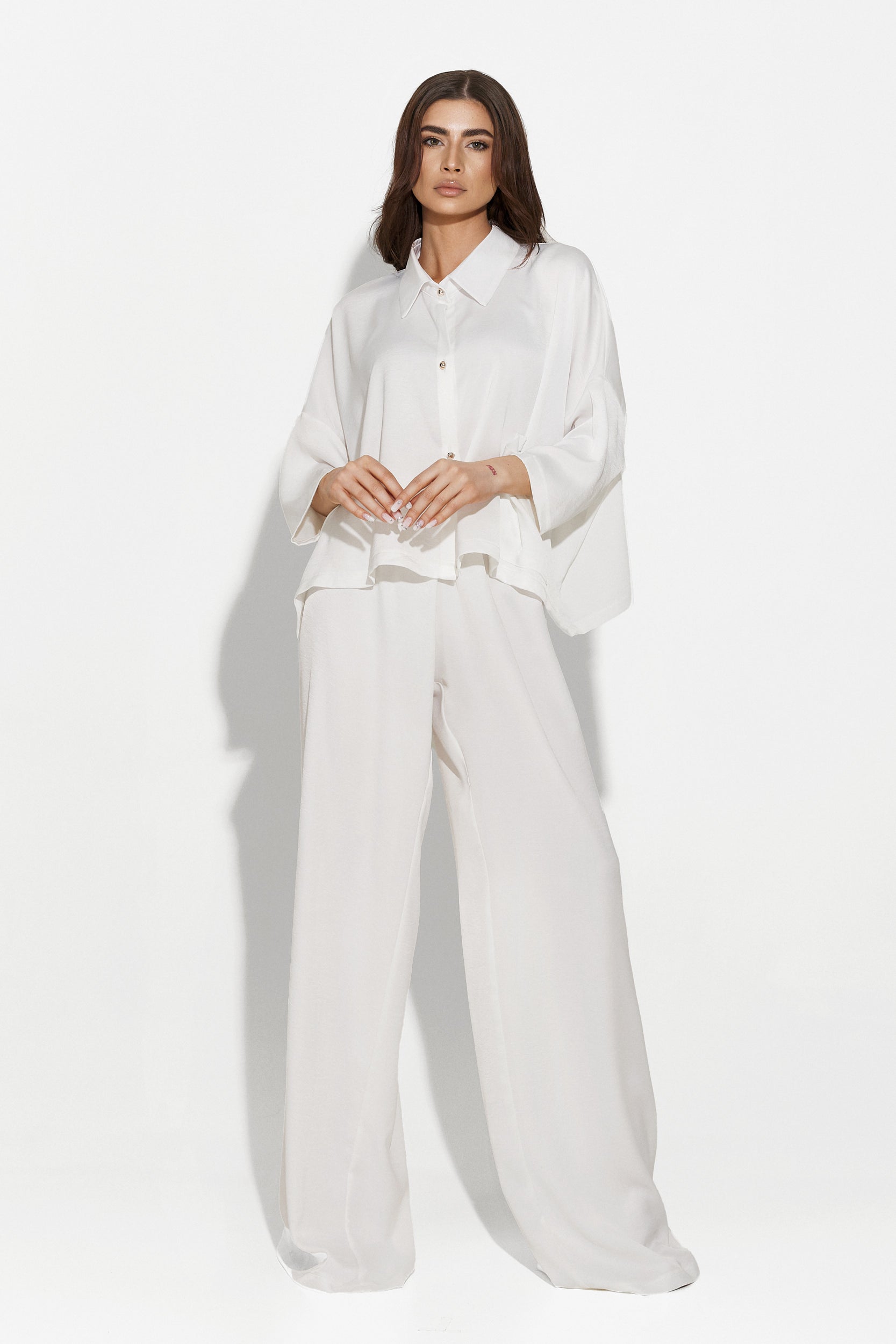 Teresa Bogas casual white ladies pants suit