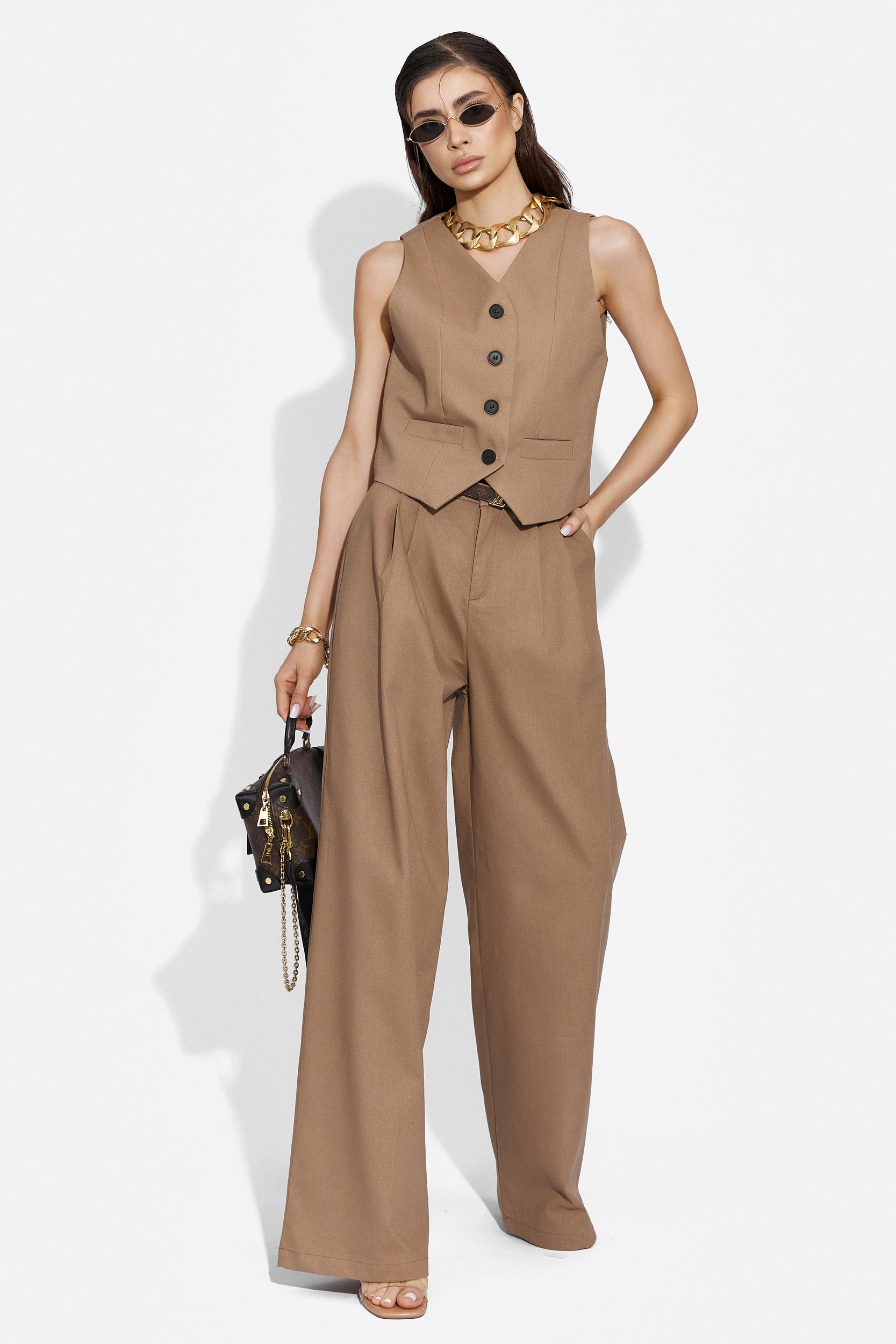 Velasy Bogas casual brown ladies pants suit