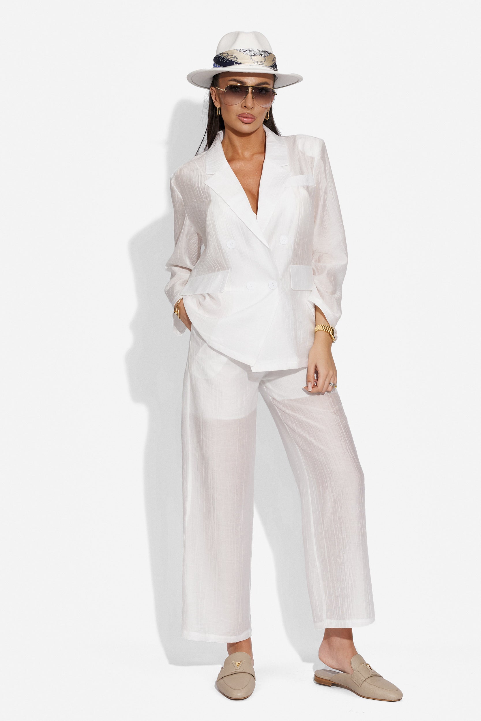 Ladies' elegant white pantsuit Salesa Bogas