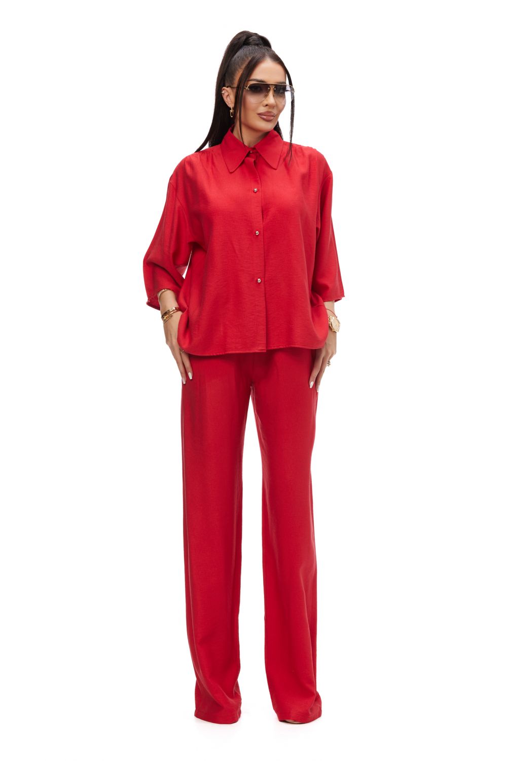 Sineky Bogas red casual ladies suit
