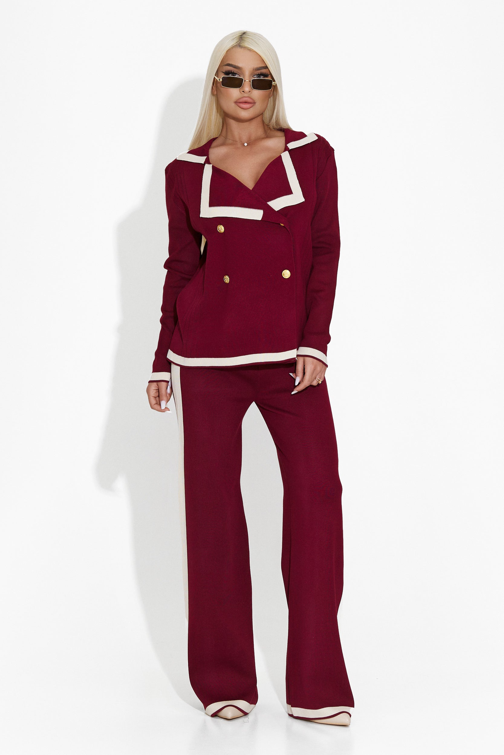 Elegant burgundy women's suit Rylia Bogas