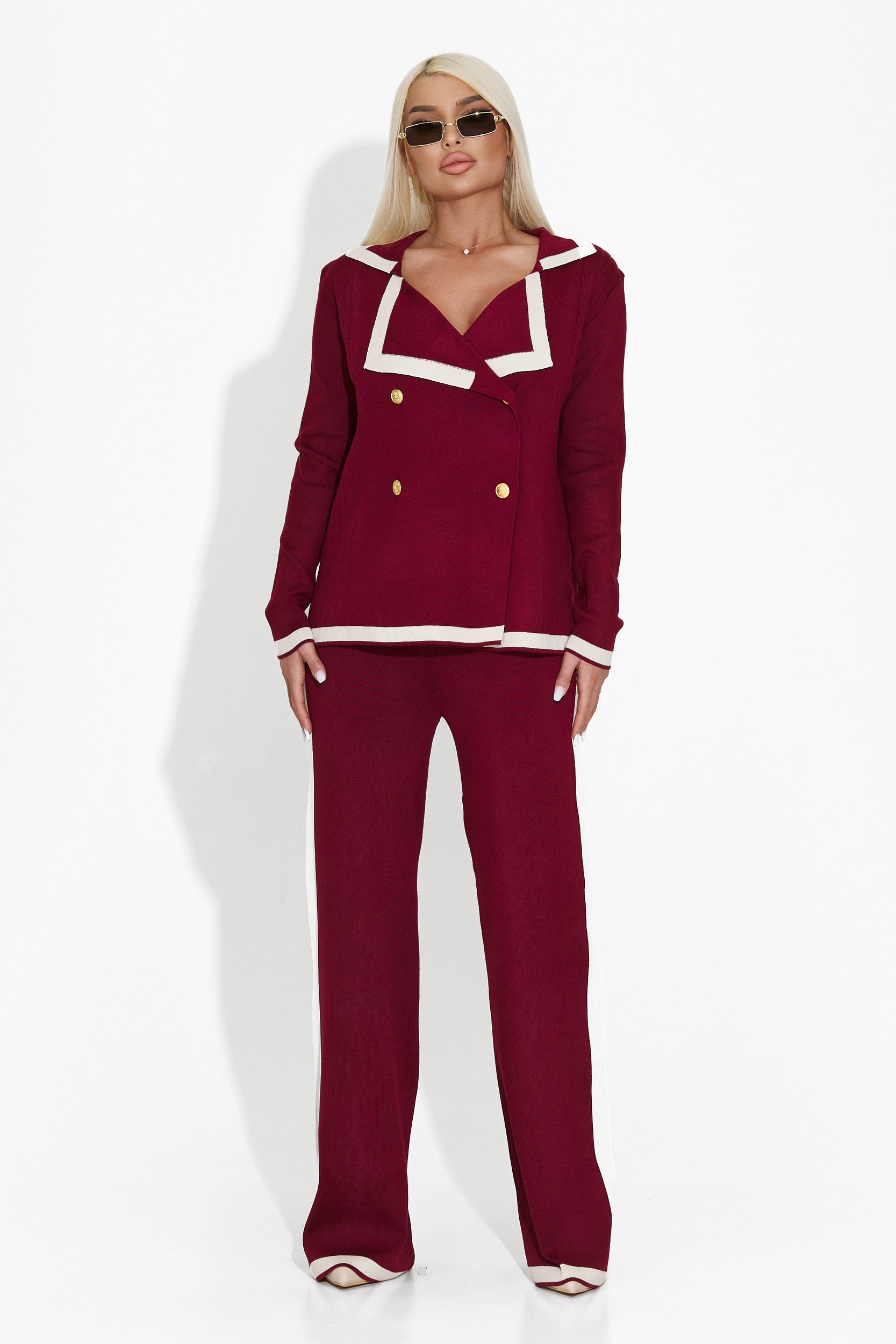 Elegant burgundy women's suit Rylia Bogas