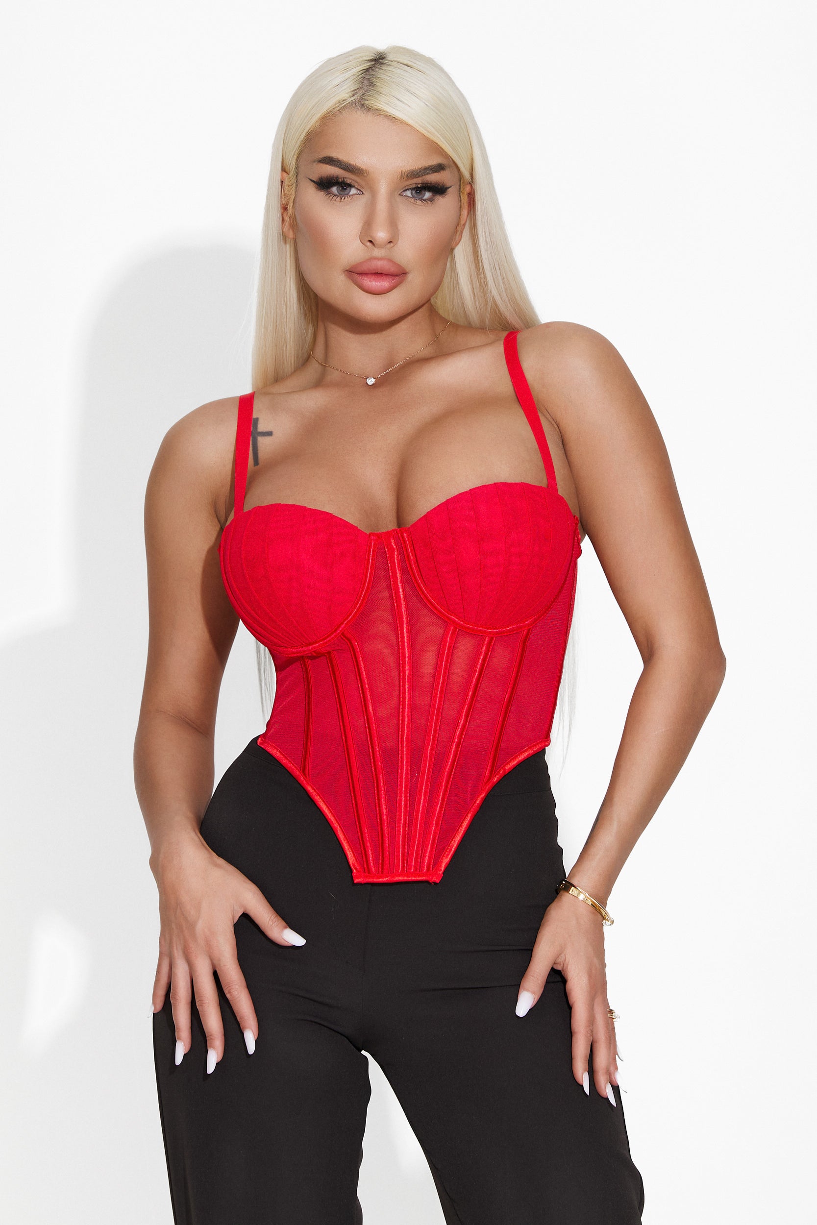 Elegant red women's corset Jonala Bogas