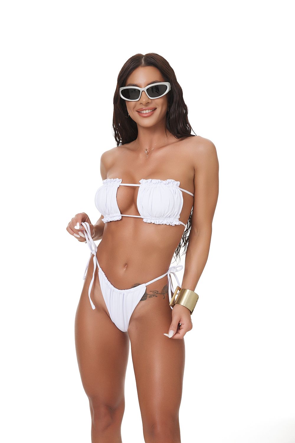 White lycra swimsuit for women by Neonila Bogas