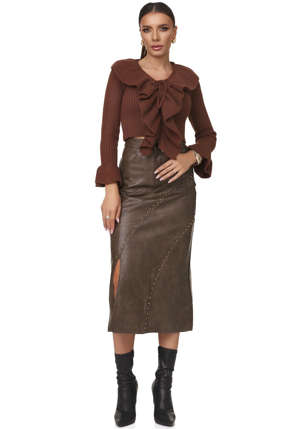 Sienia Bogas casual brown ladies skirt
