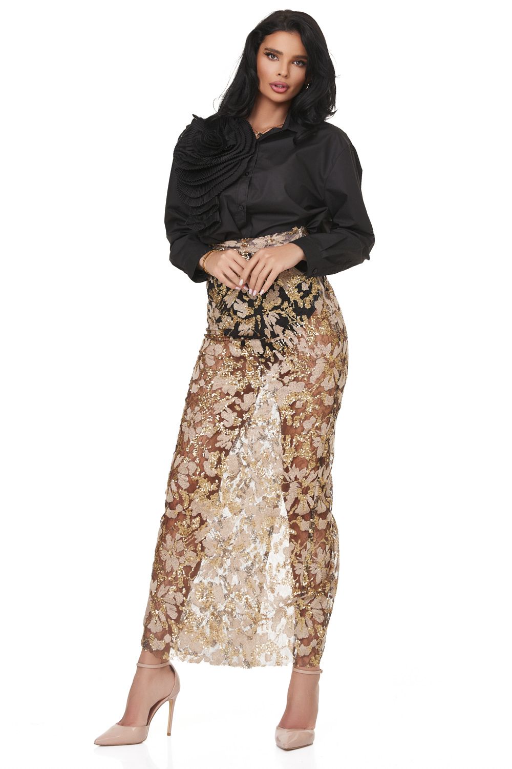 Ladies' elegant golden skirt Talys Bogas