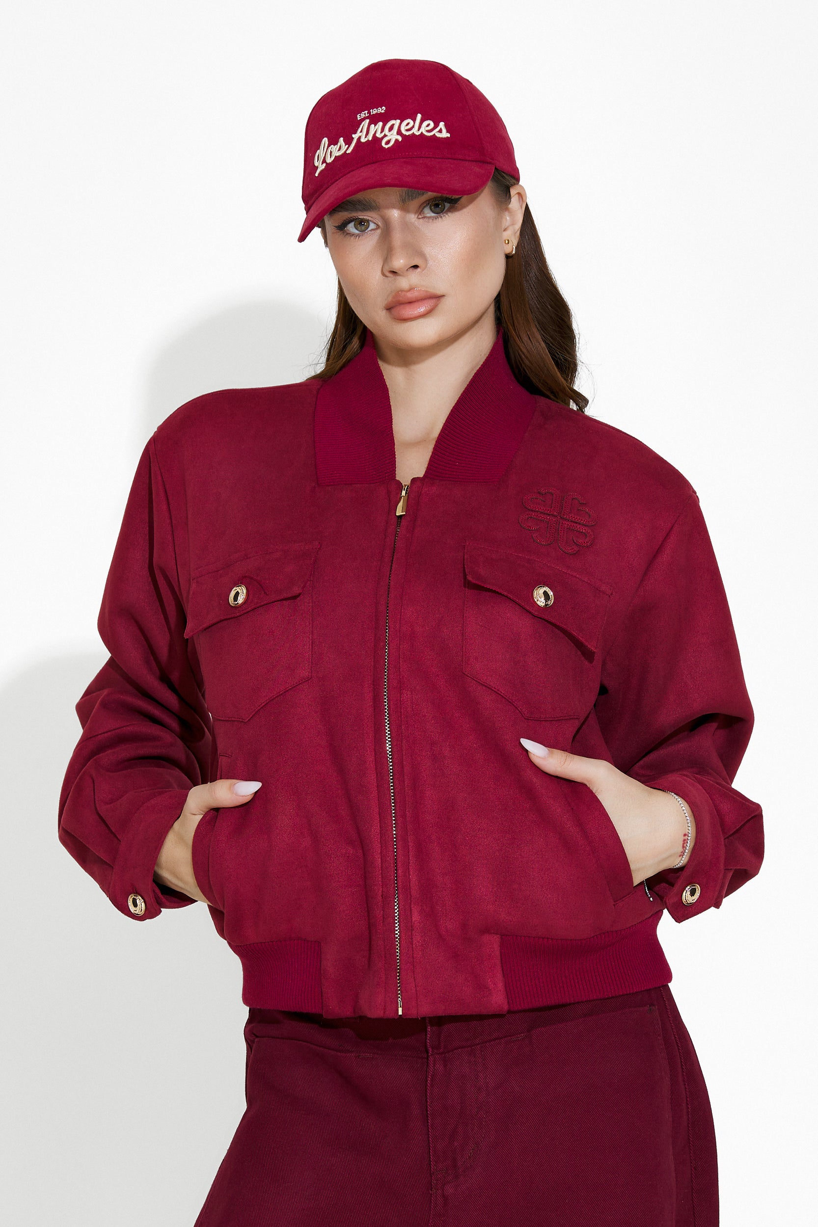 Chaqueta de mujer casual burdeos Adavna Bogas