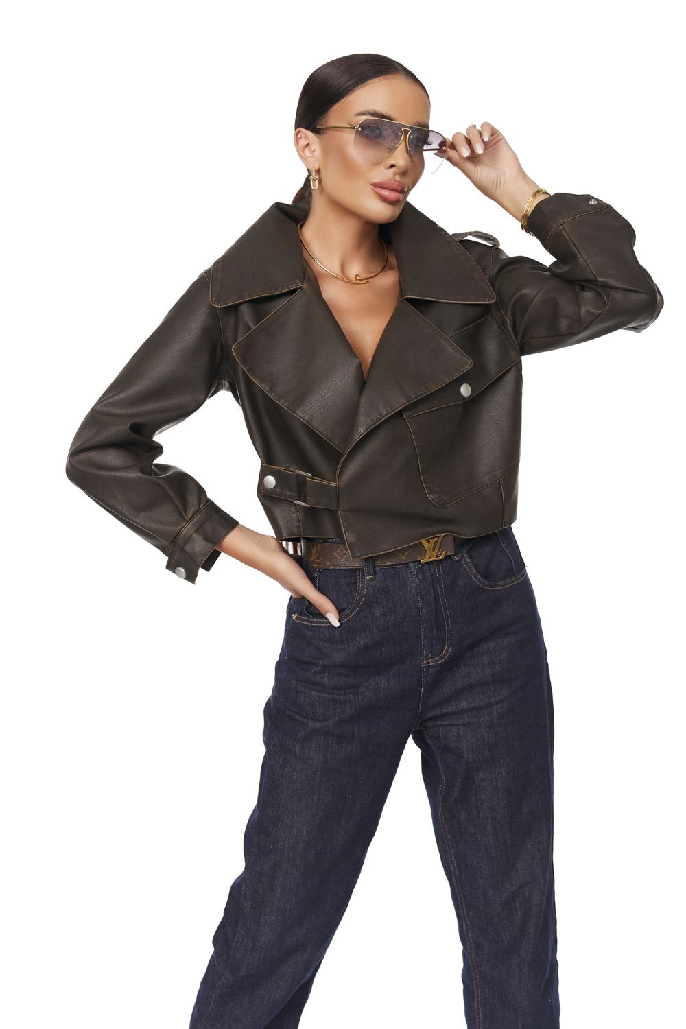 Vintage barna női rövid kabát Bogas