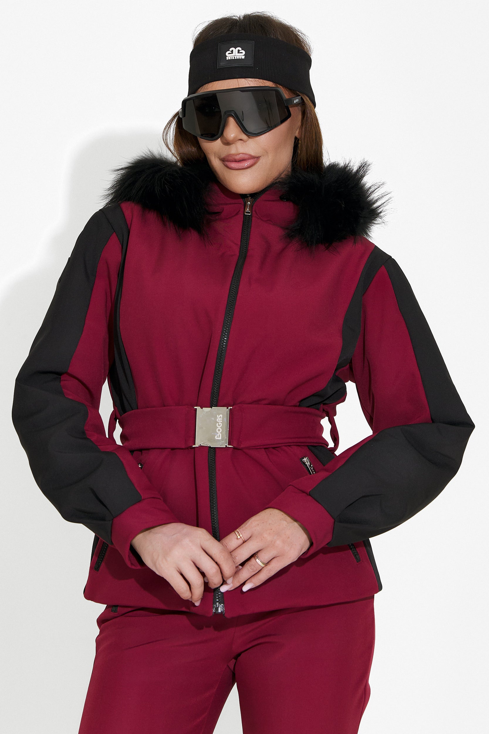 Damen-Ski-Jacke burgunderrot Atniuq Bogas