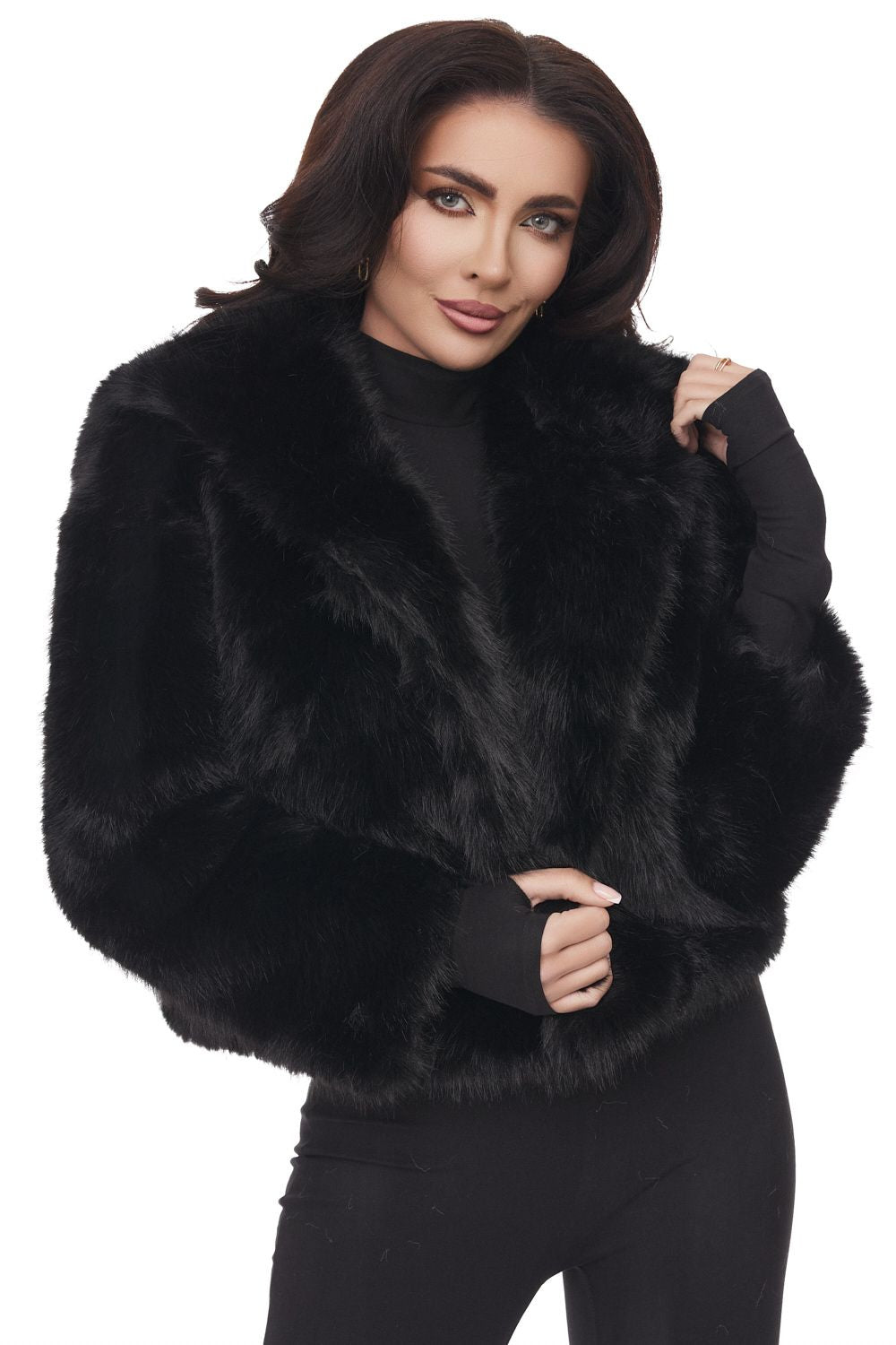 Elegant black fur coat Pasyan Bogas