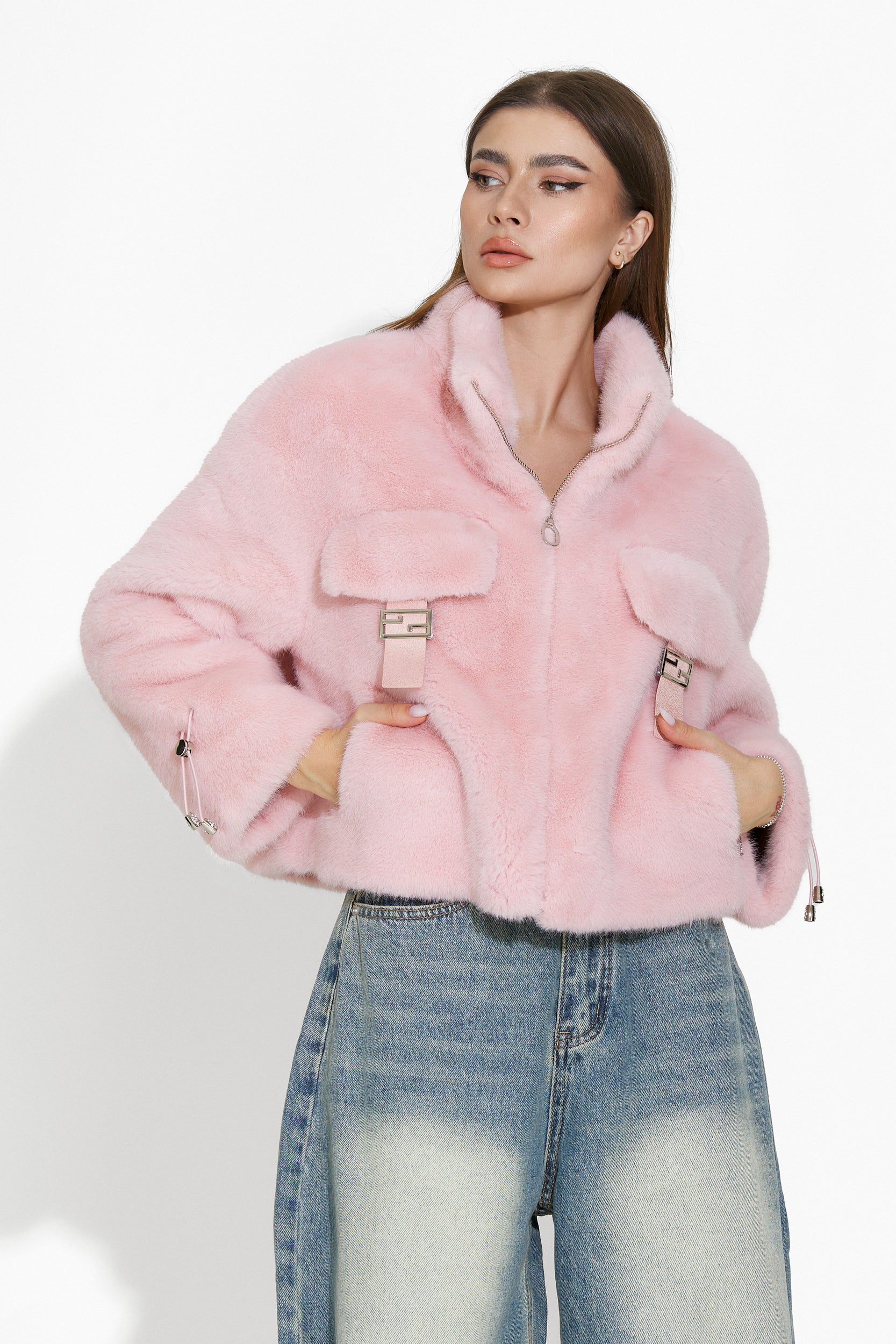 Manteau en fourrure rose Darlene Bogas