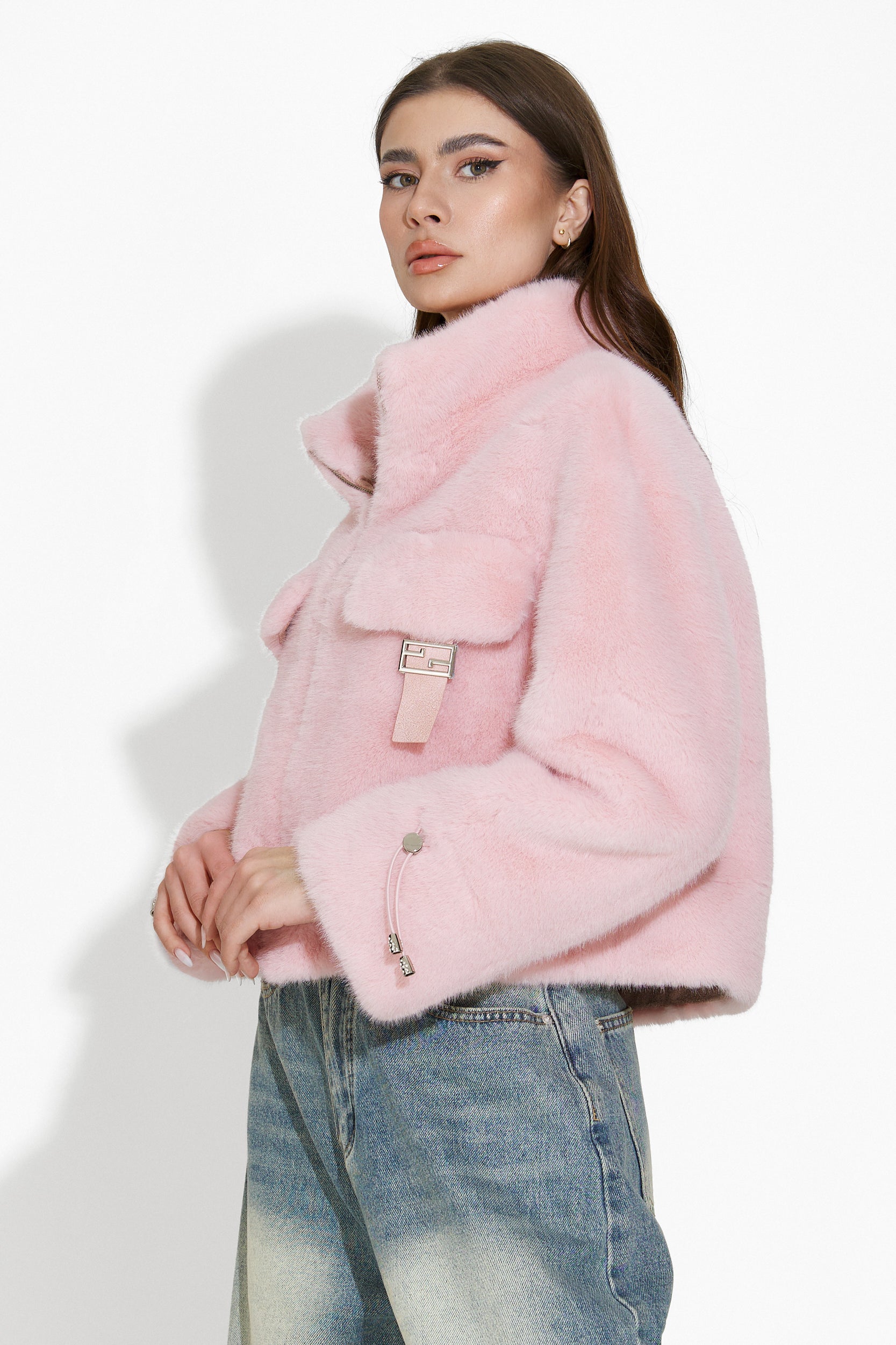 Manteau en fourrure rose Darlene Bogas