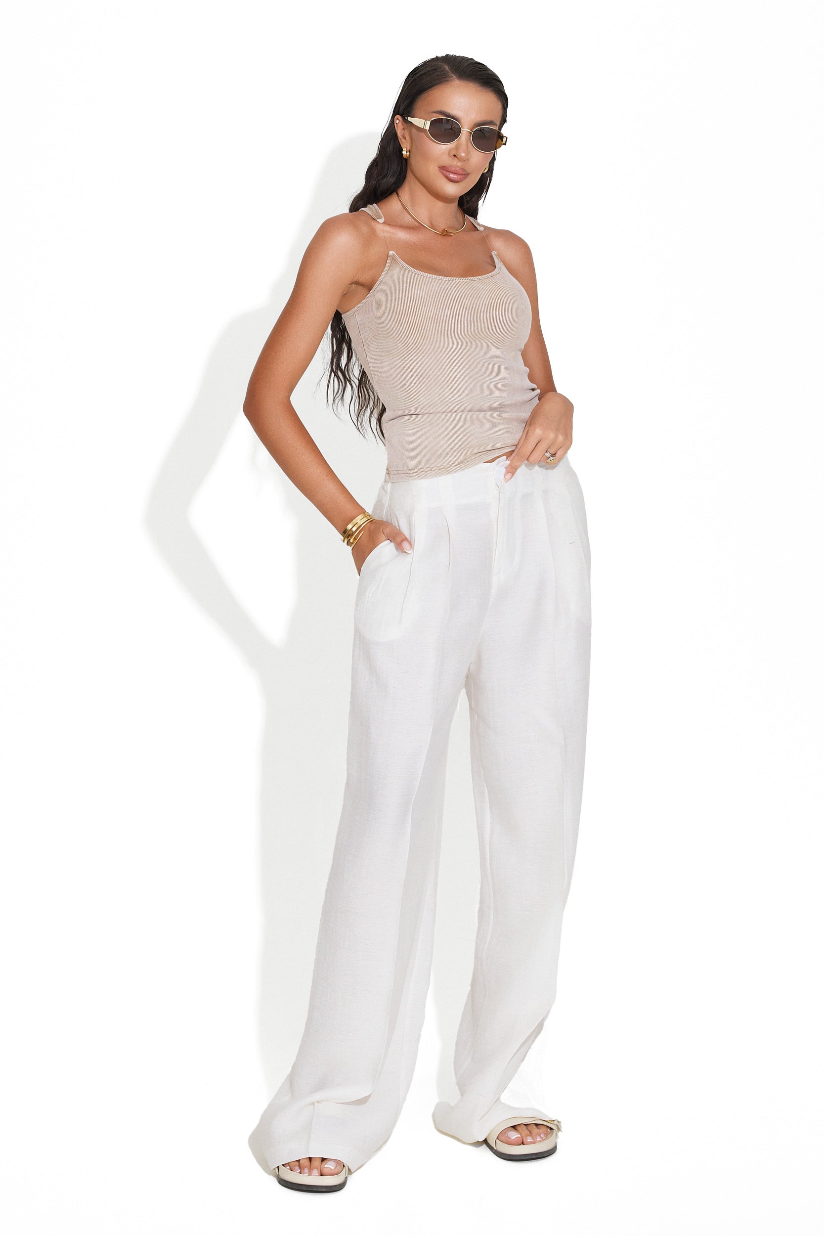 Metina Bogas white casual women's pants