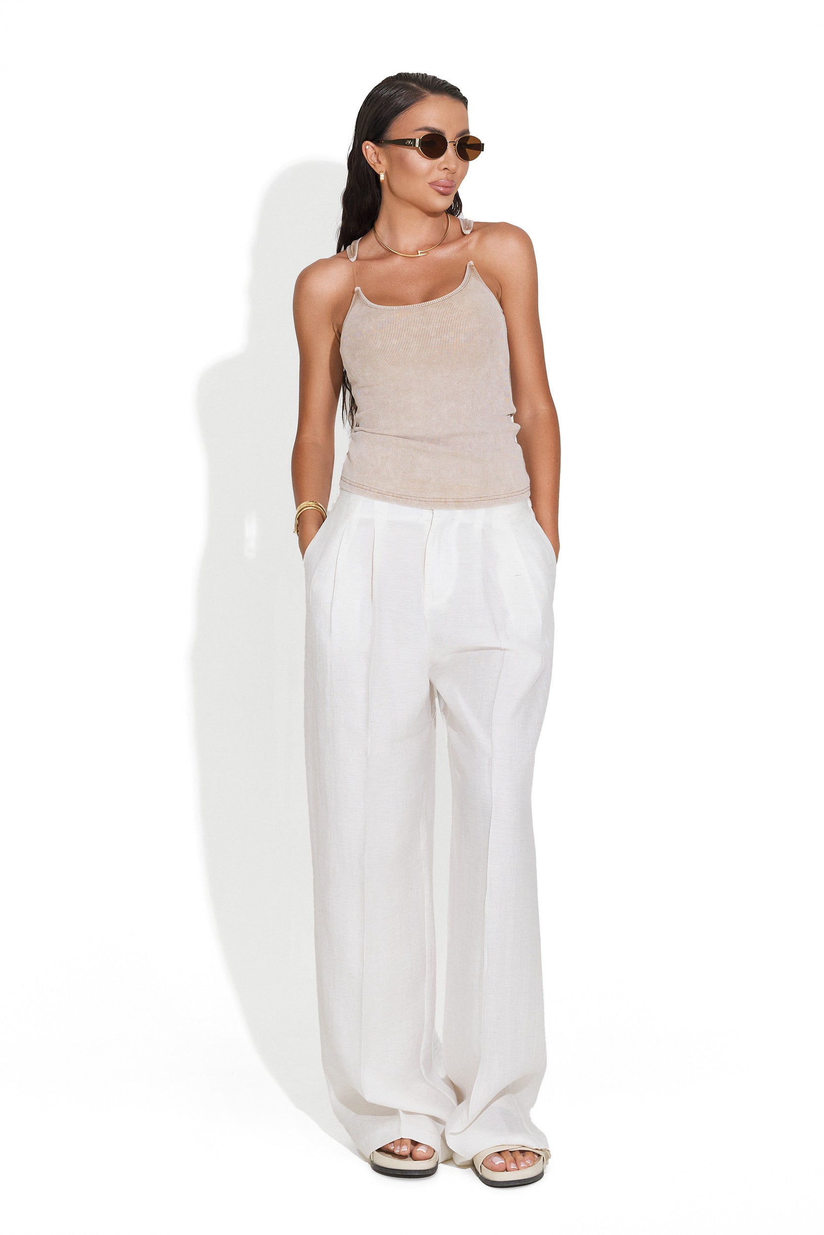 Metina Bogas white casual women's pants