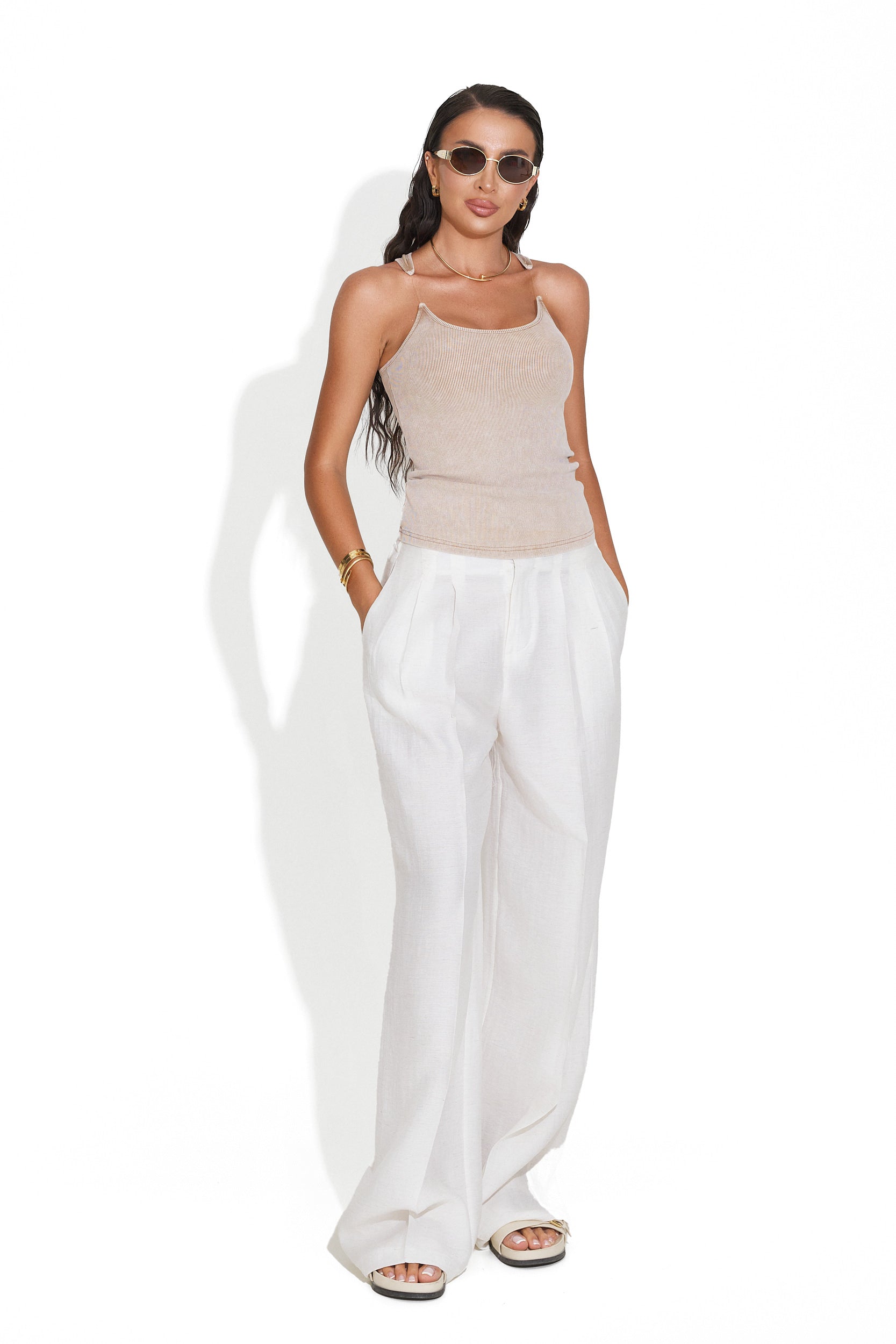 Metina Bogas white casual women's pants