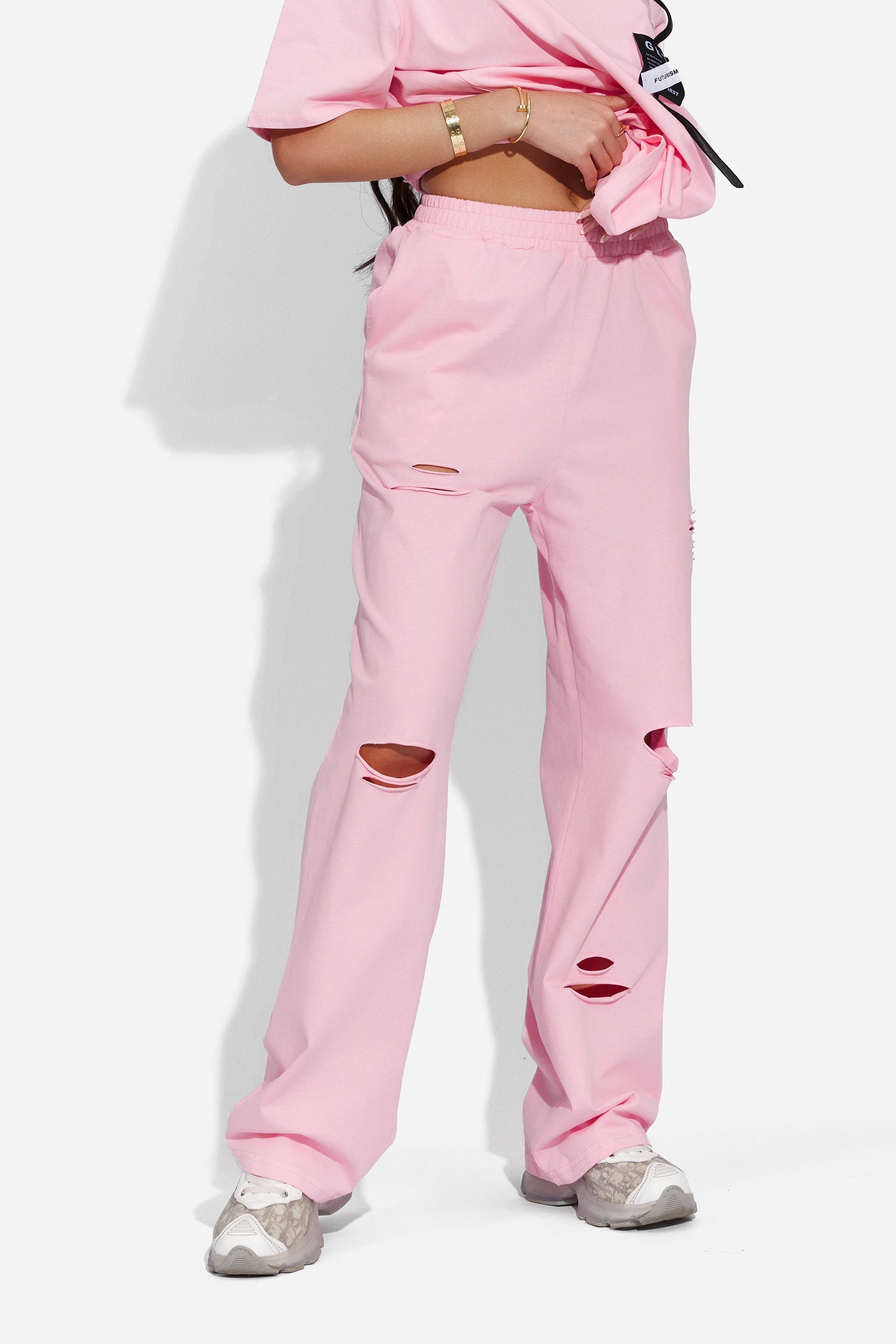 Ladies' casual trousers pink Bogas wash