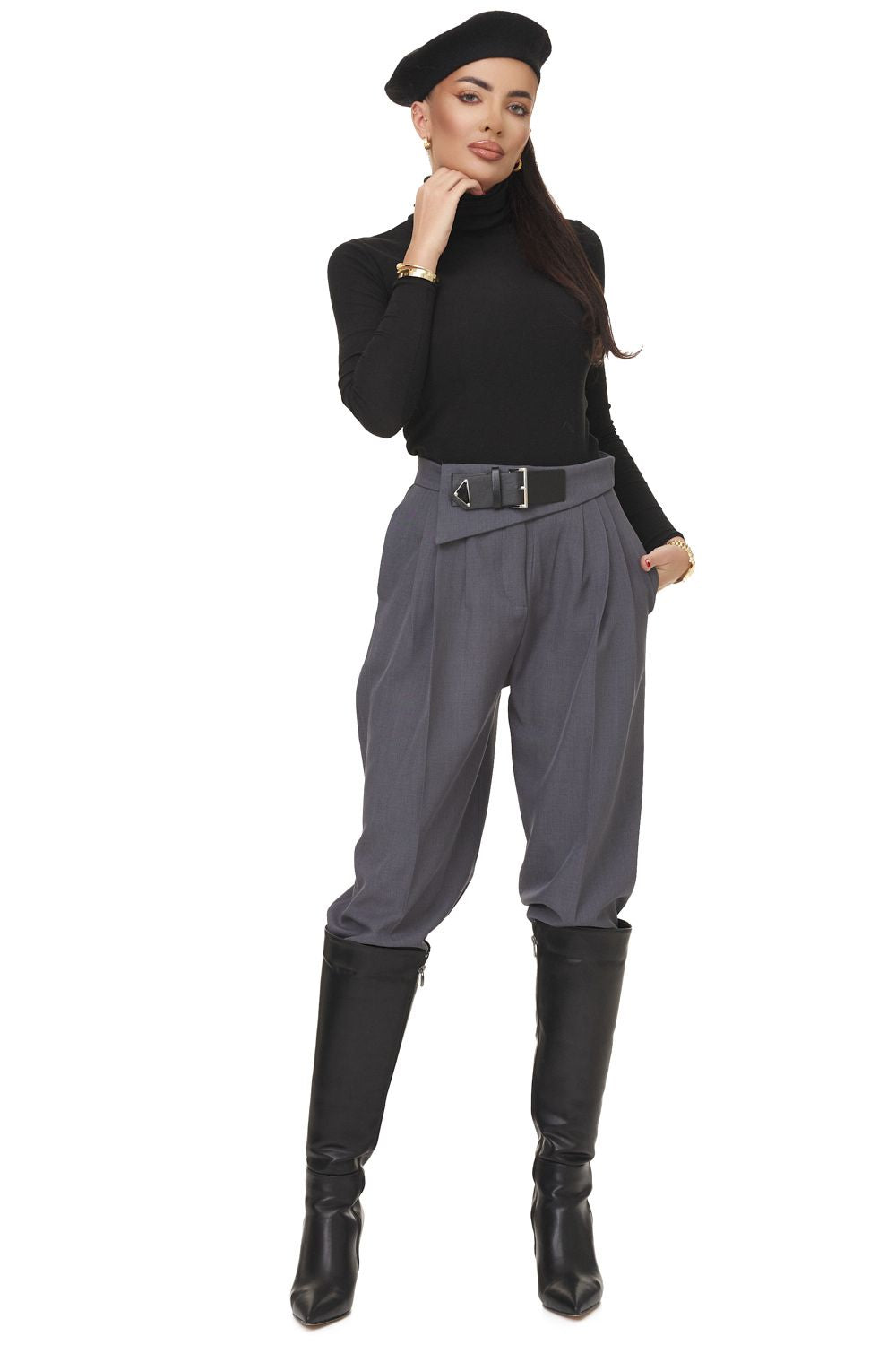 Ladies' smart trousers grey Mety Bogas