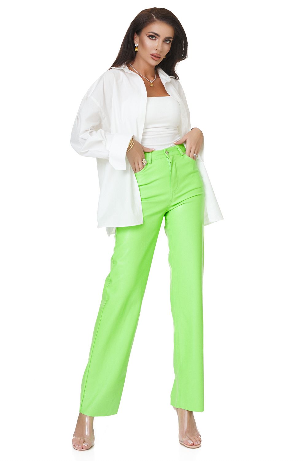 Ladies' smart trousers neon green Pintalo Bogas