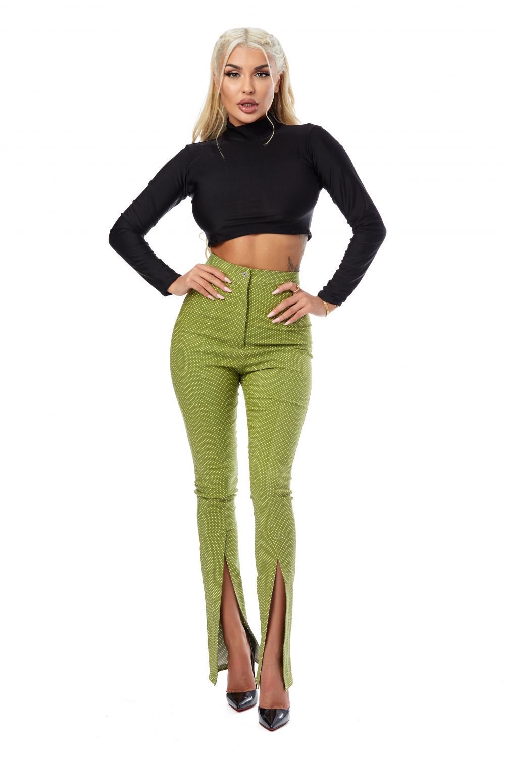 Elegant green women's pants Izumy Bogas