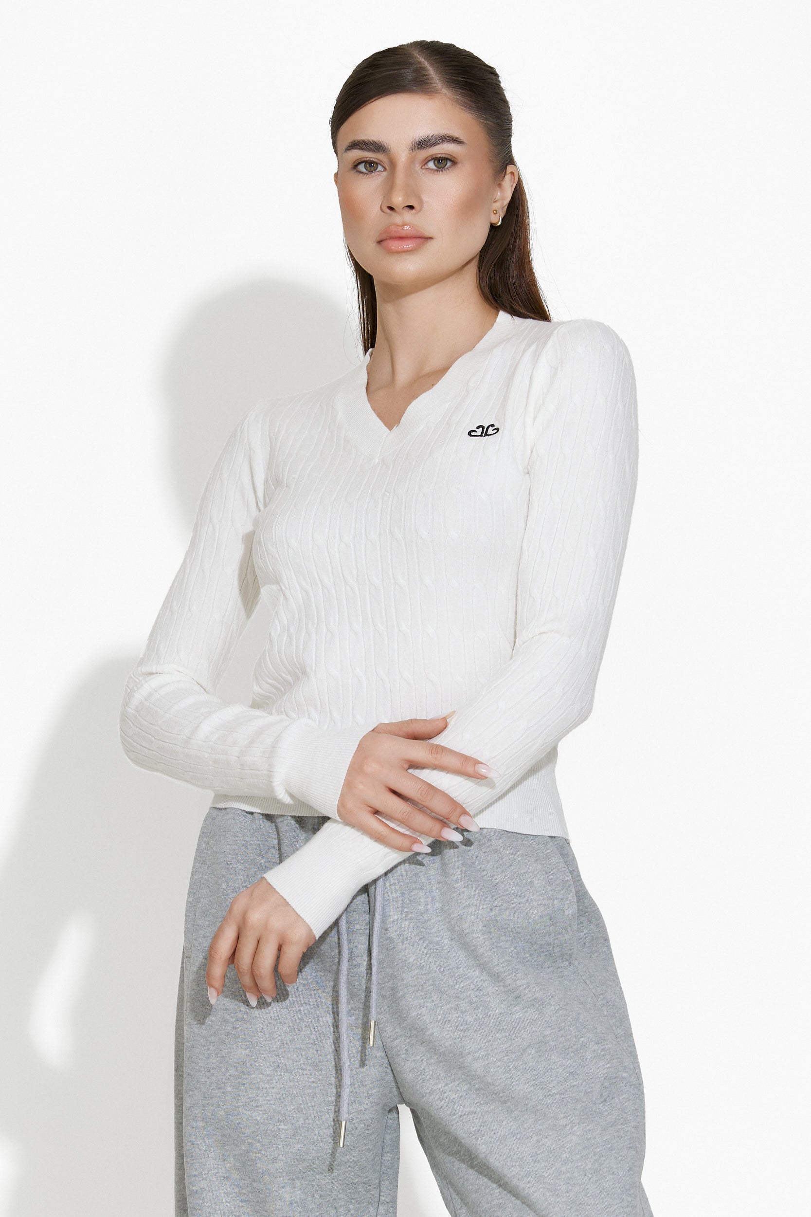 Pullover donna casual bianco Maisara Bogas