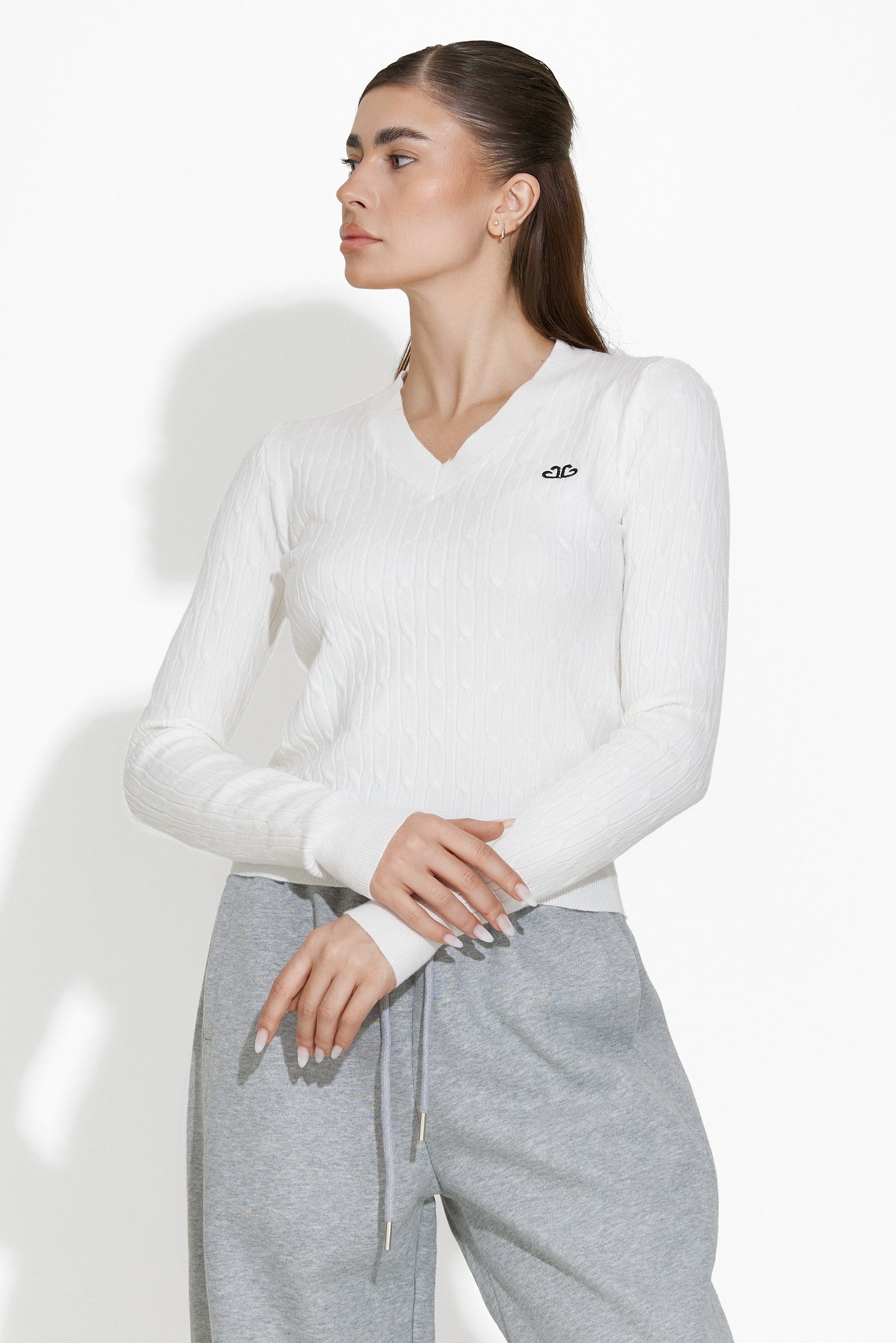 Pullover donna casual bianco Maisara Bogas