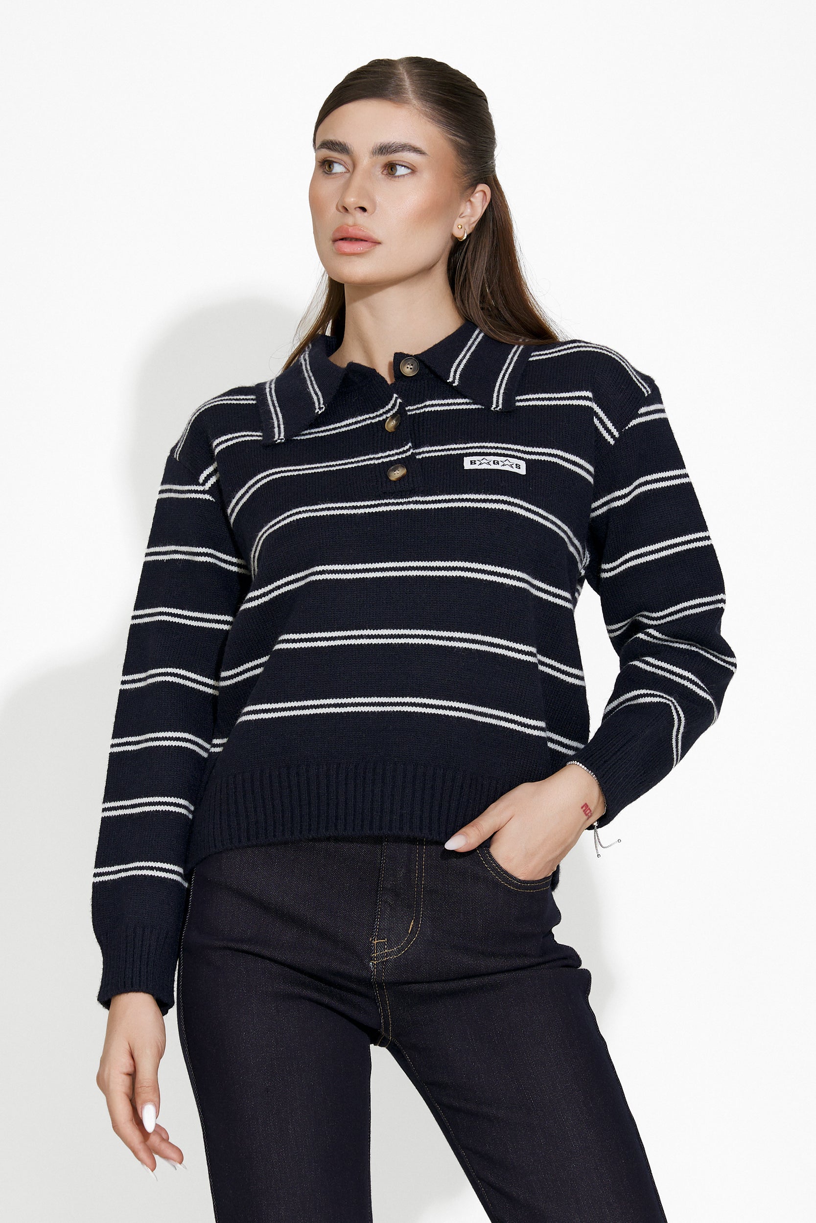 Pull femme décontracté bleu marine Oivia Bogas