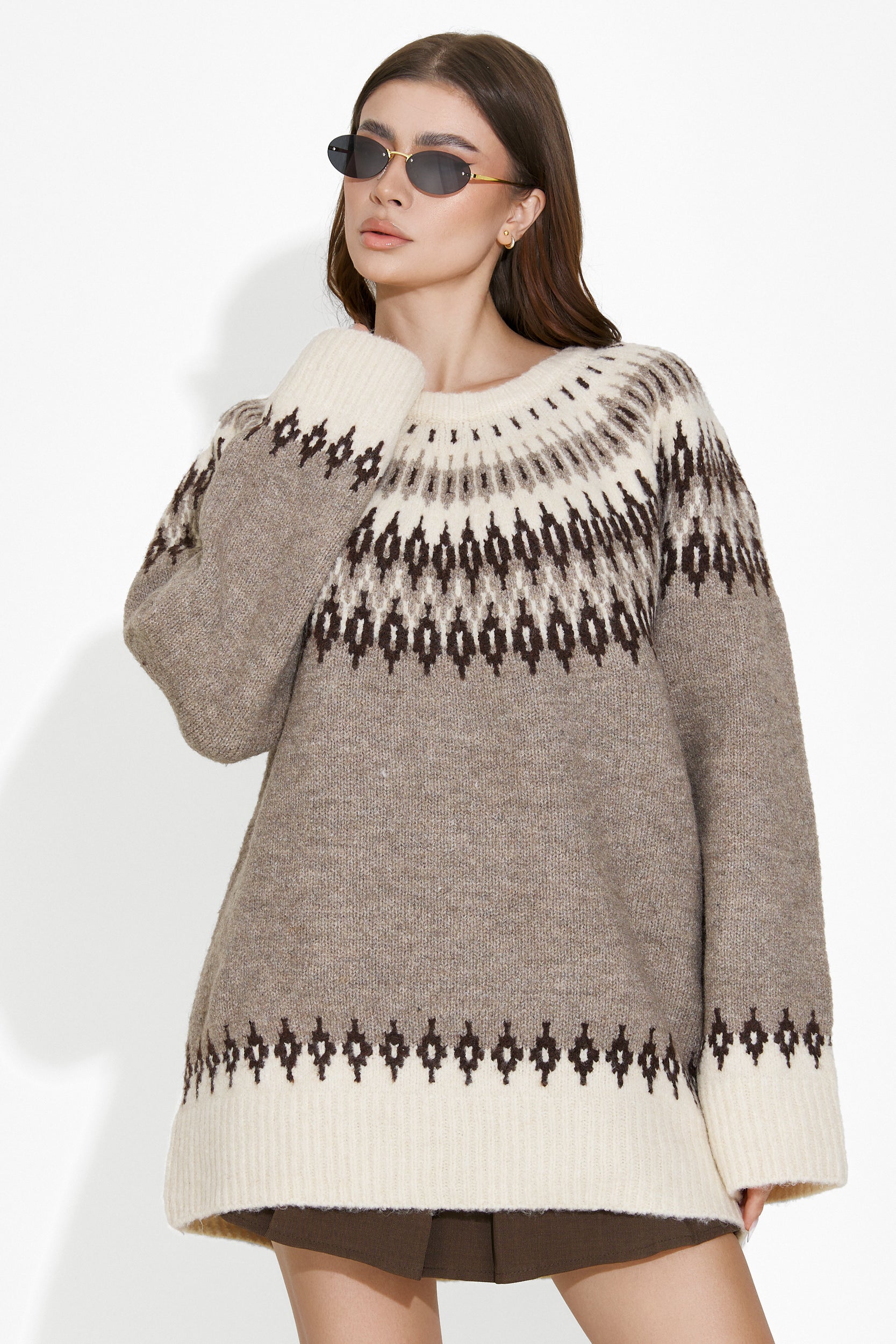 Pull femme décontracté marron Kathi Bogas