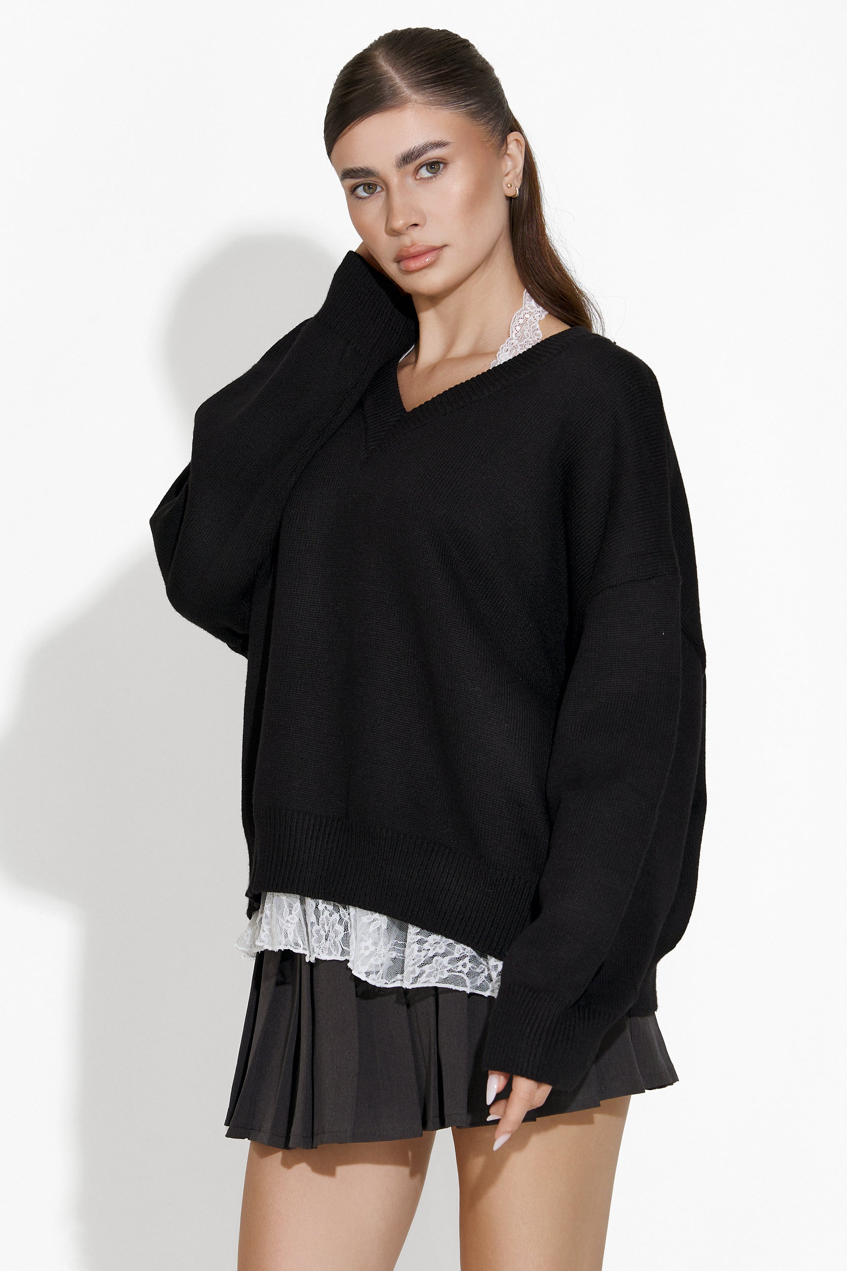 Women's casual black sweater Emetha Bogas