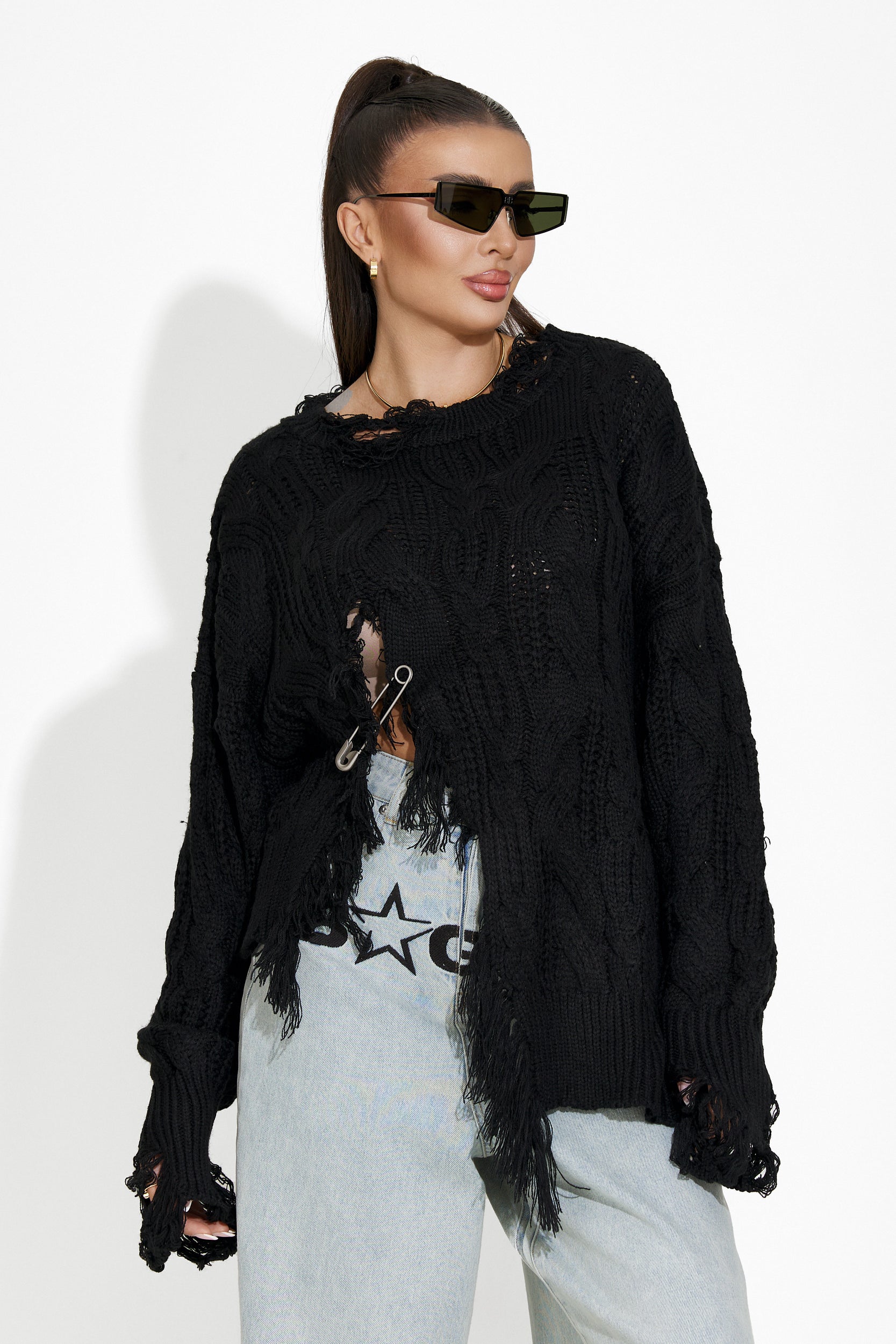 Black casual women's sweater Jalana Bogas