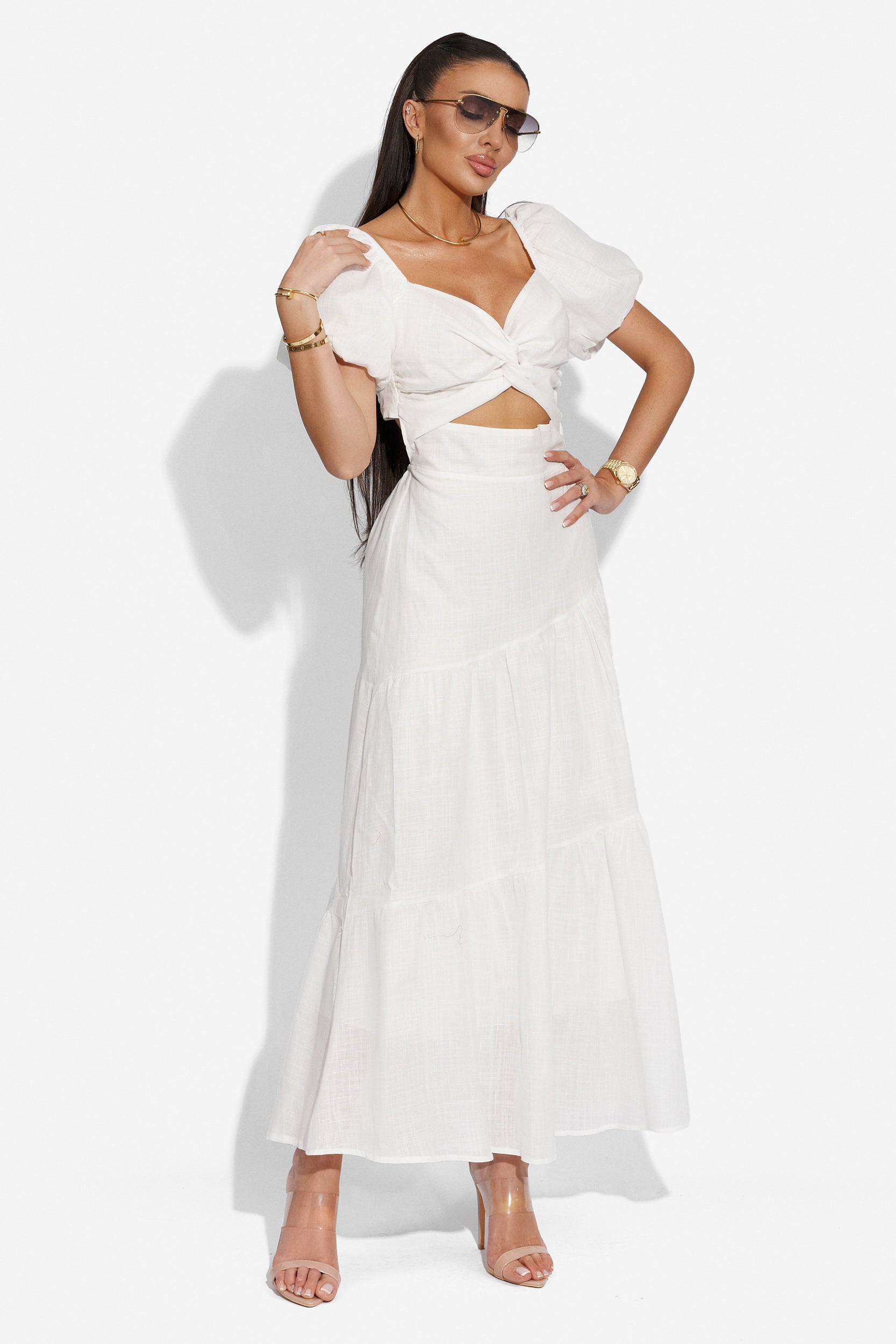 Ladies long white dress Mosysca Bogas