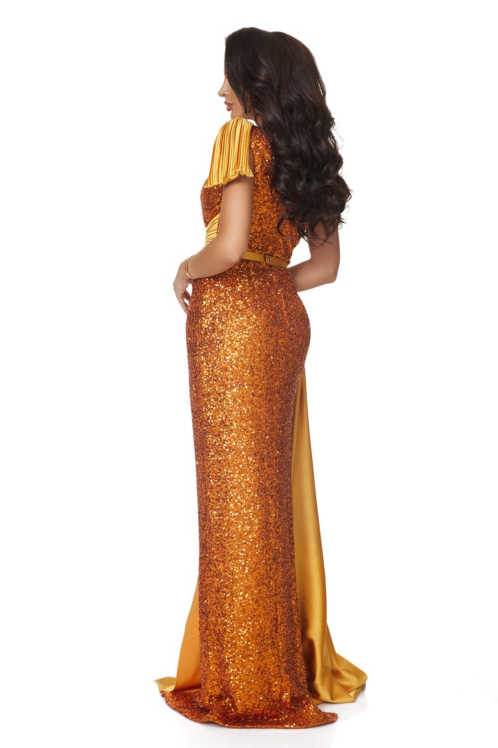 Adrianne Bogas long golden dress for women