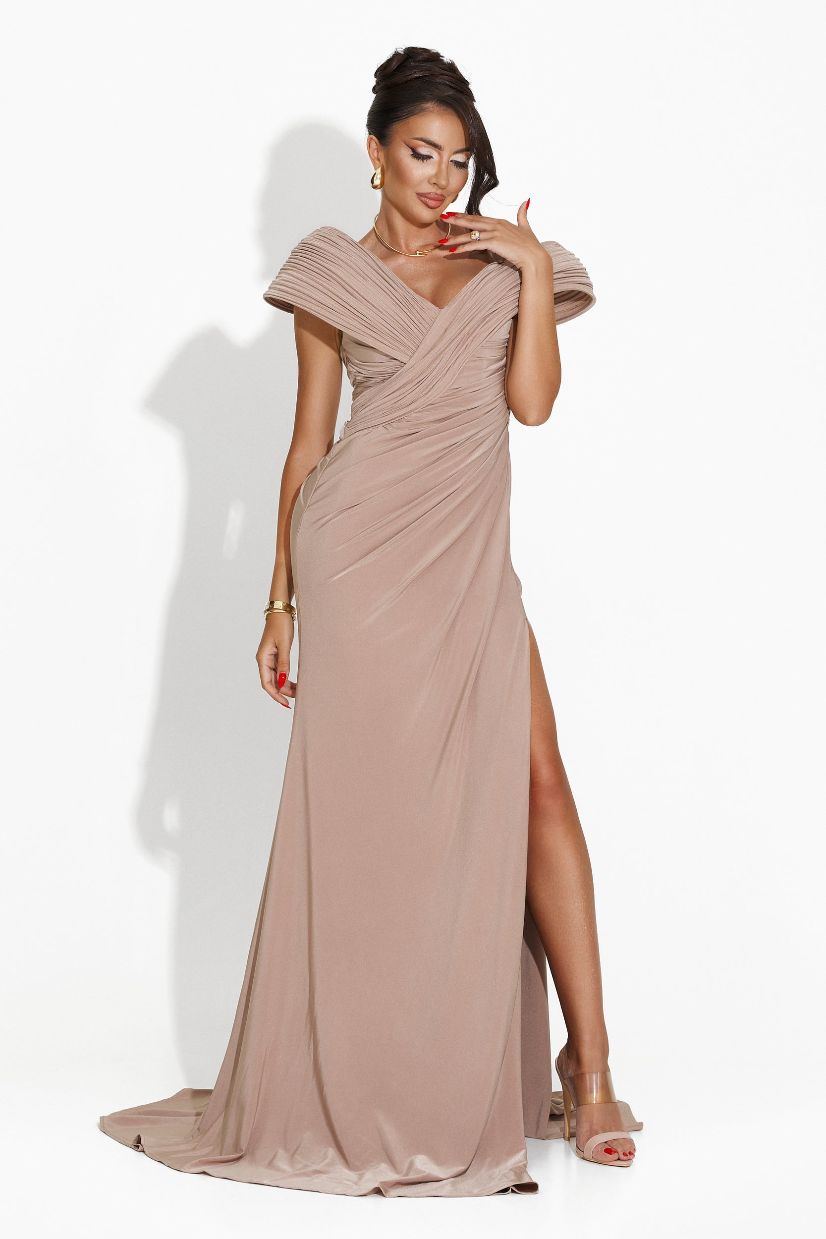 Beige long dress for women Sorevia Bogas