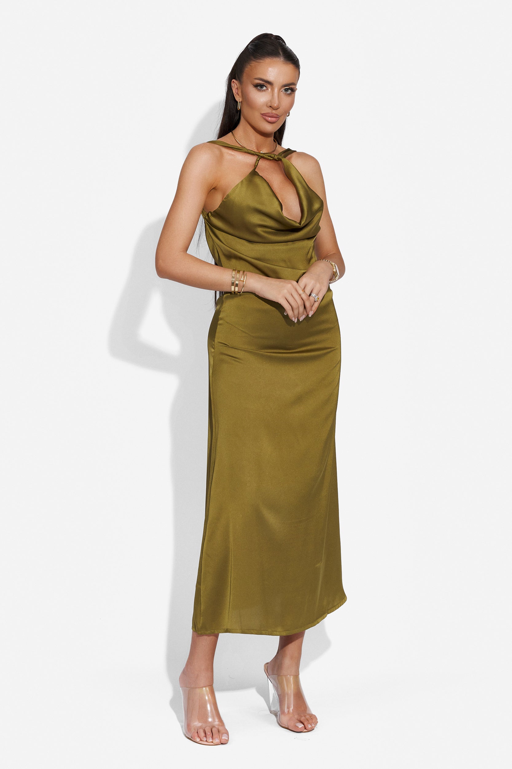 Elegant khaki long lady dress Zhuri Bogas