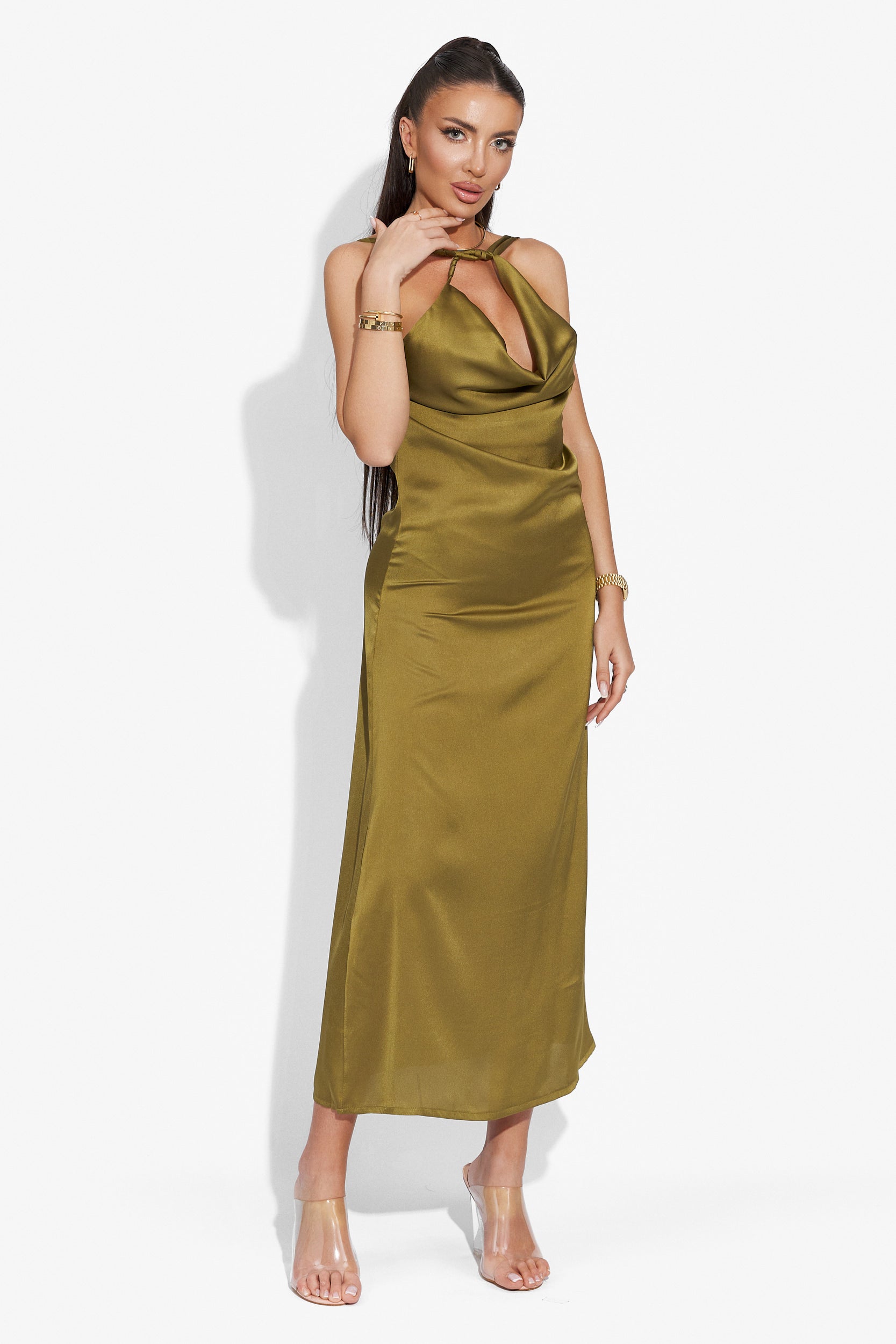 Elegant khaki long lady dress Zhuri Bogas