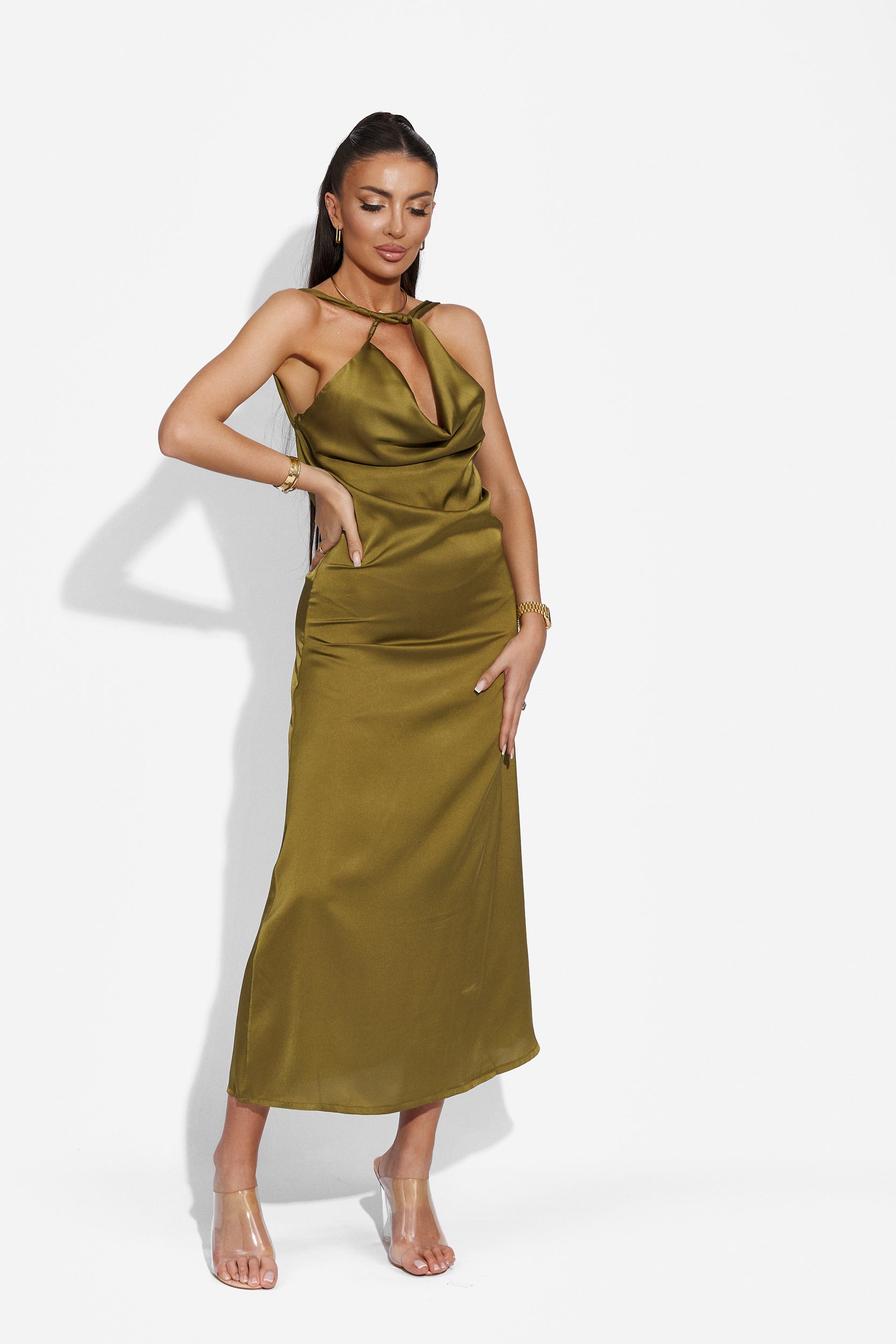 Elegant khaki long lady dress Zhuri Bogas