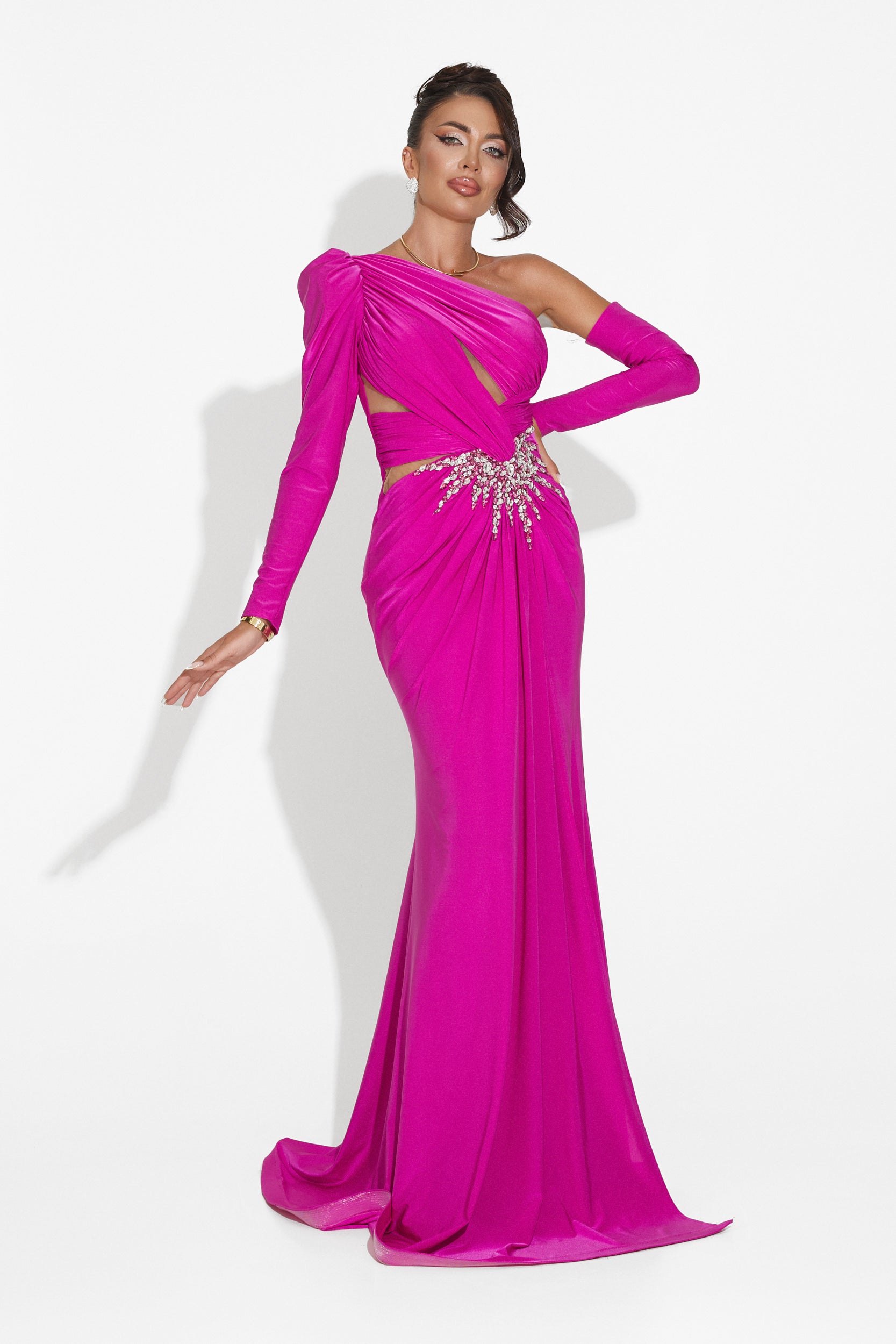 Long fuchsia dress for women Feneta Bogas