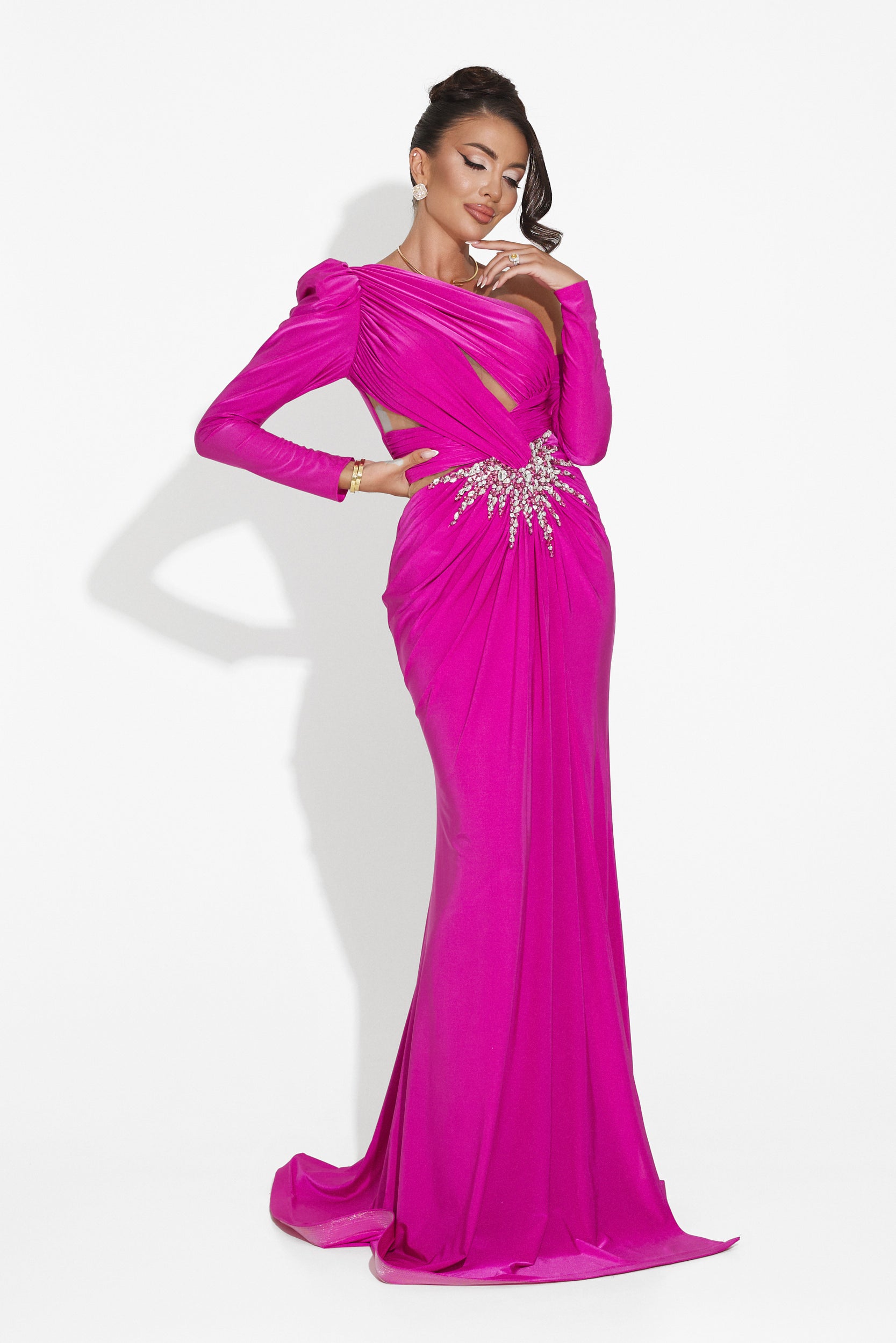 Long fuchsia dress for women Feneta Bogas