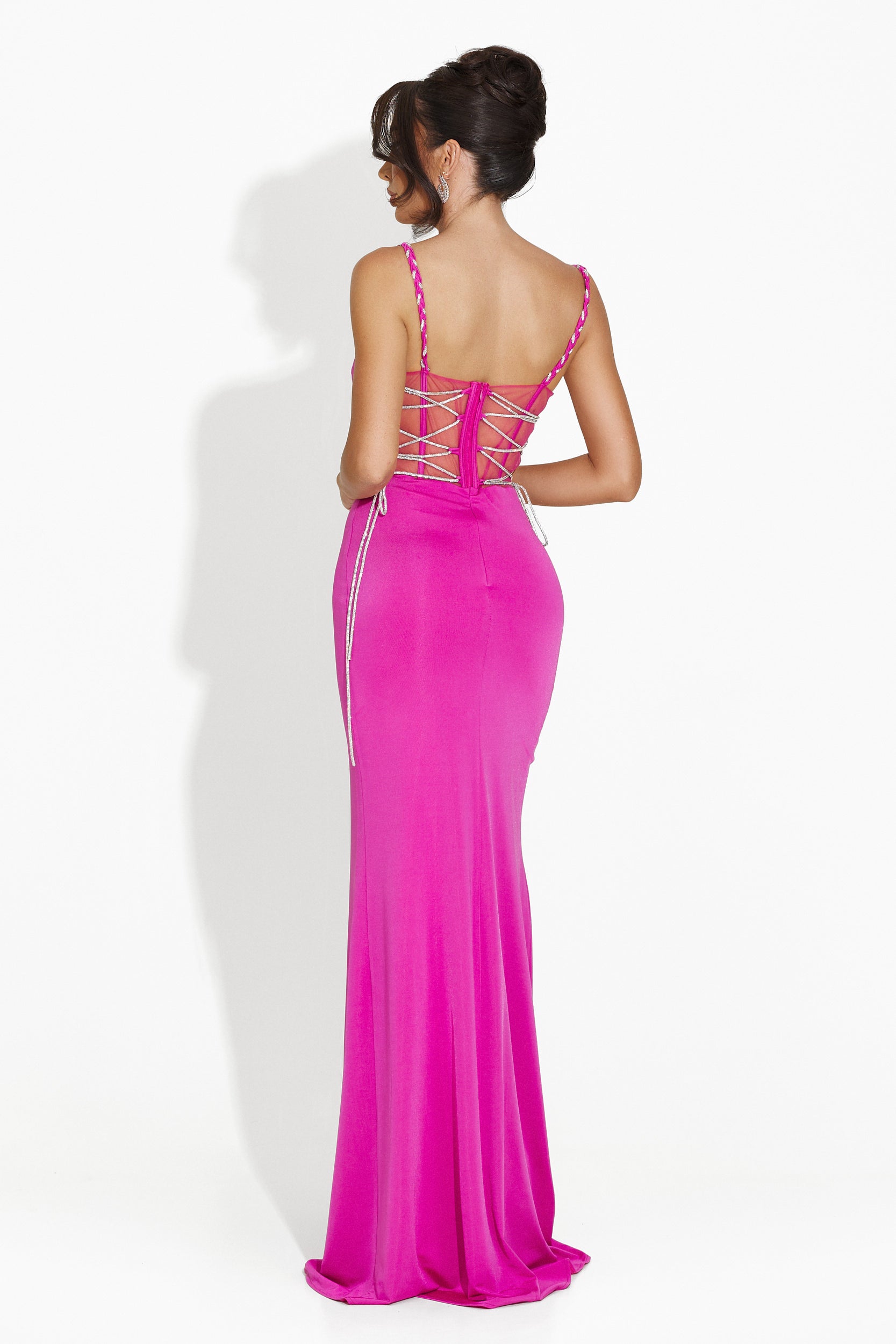 Long fuchsia dress Halina Bogas