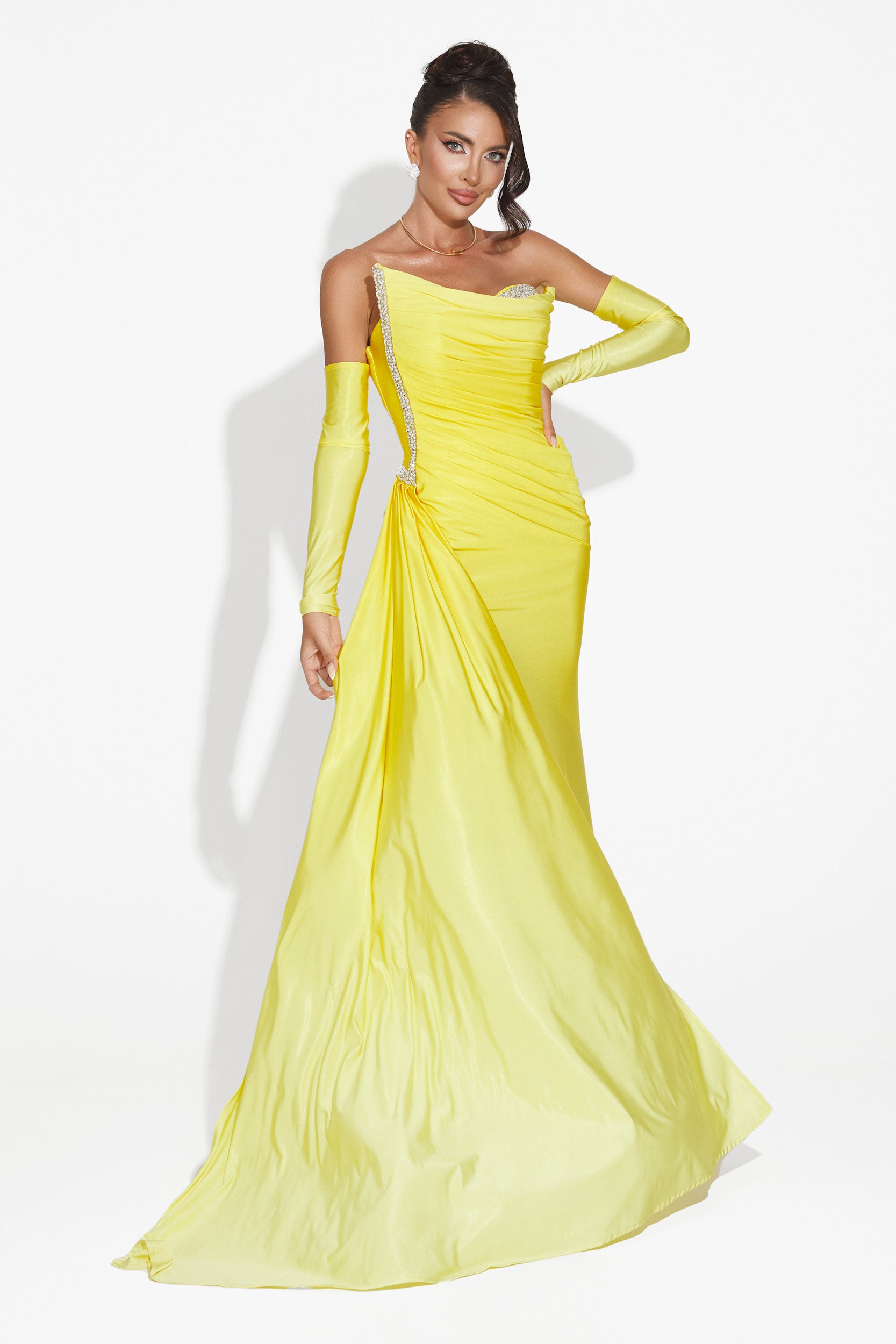 Vestido largo de mujer amarillo Evimea Bogas