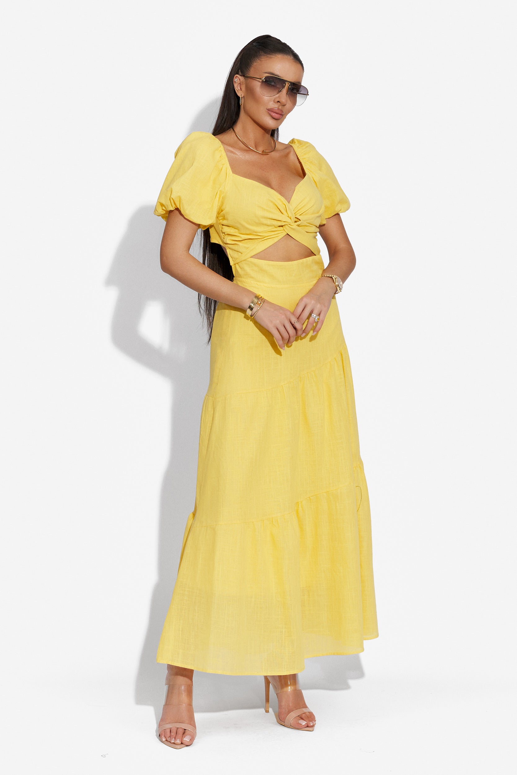 Mosysca Bogas sárga hosszú ruha nőknek