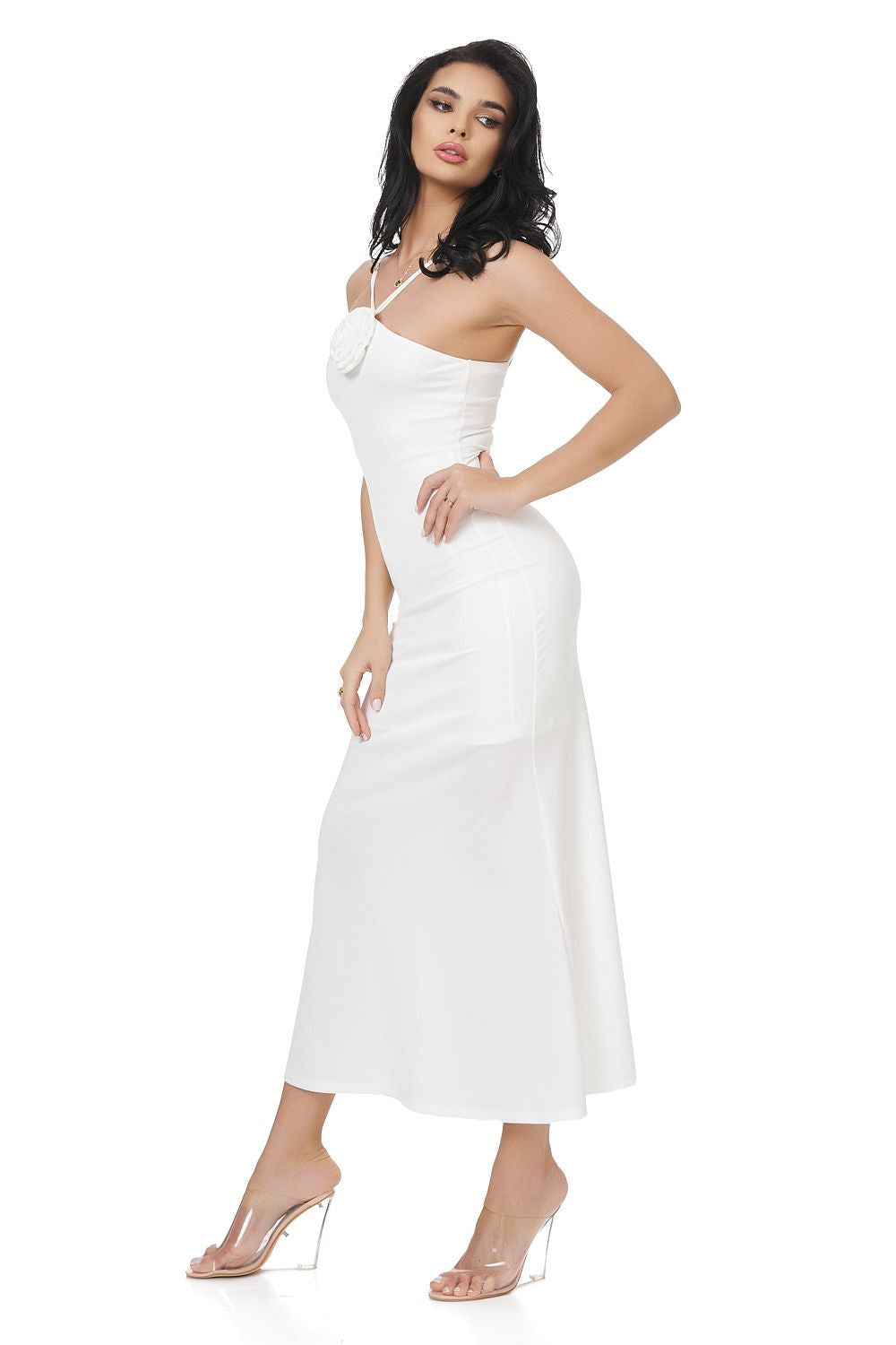 Long white lycra dress for women Loekie Bogas