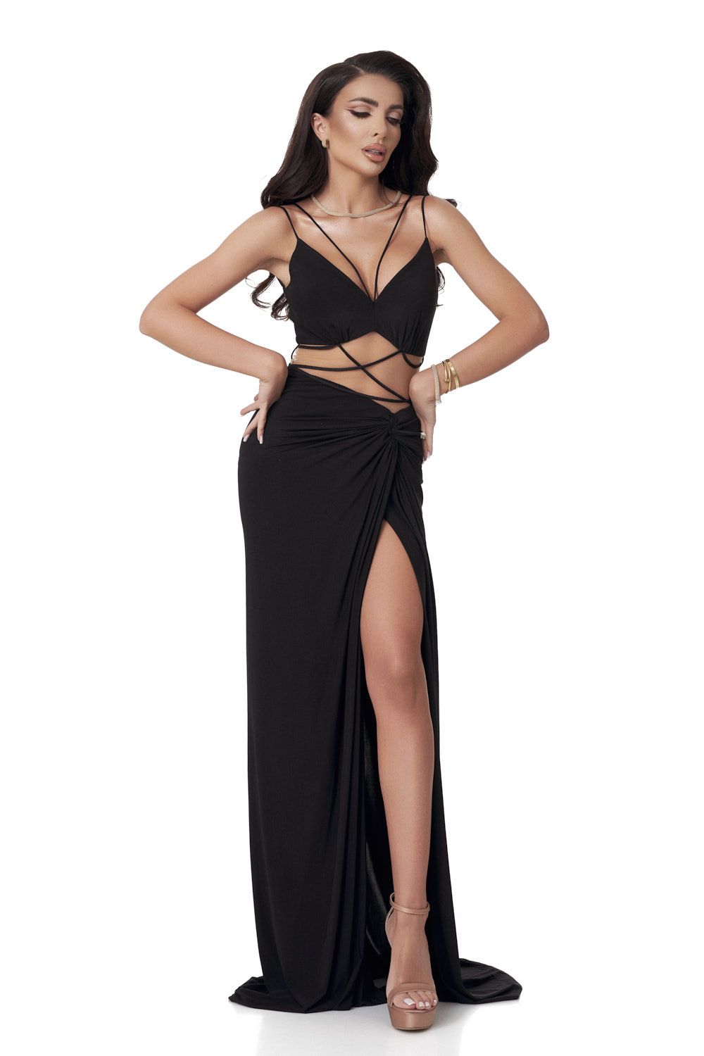 Long black lycra dress for women, Jenny Bogas