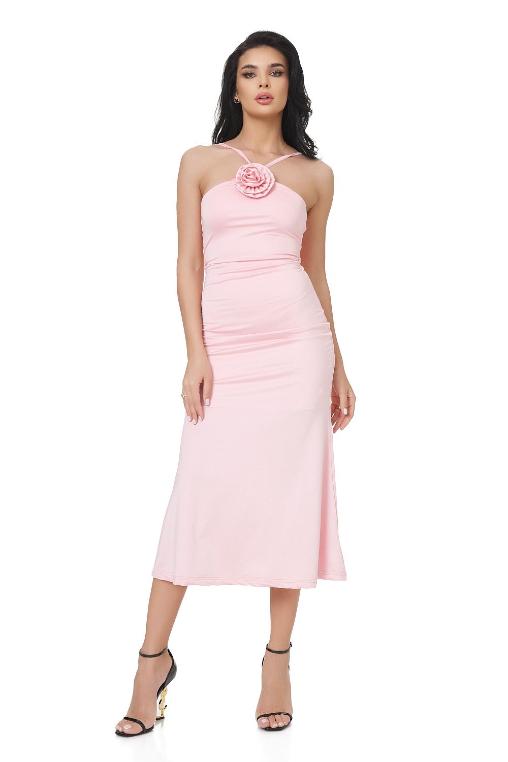 Long pink lycra dress for women Loekie Bogas