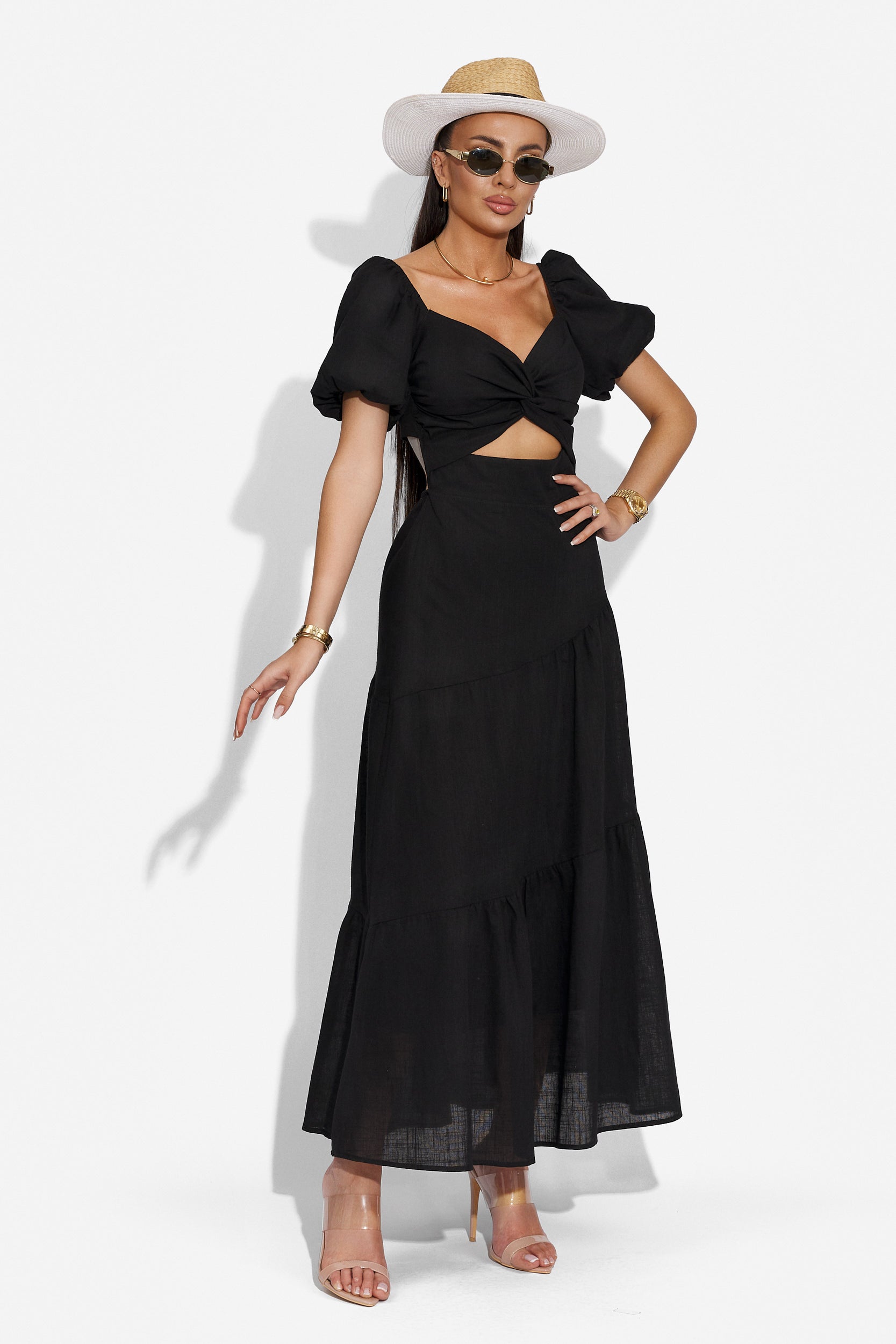 Fekete hosszú női ruha Mosysca Bogas